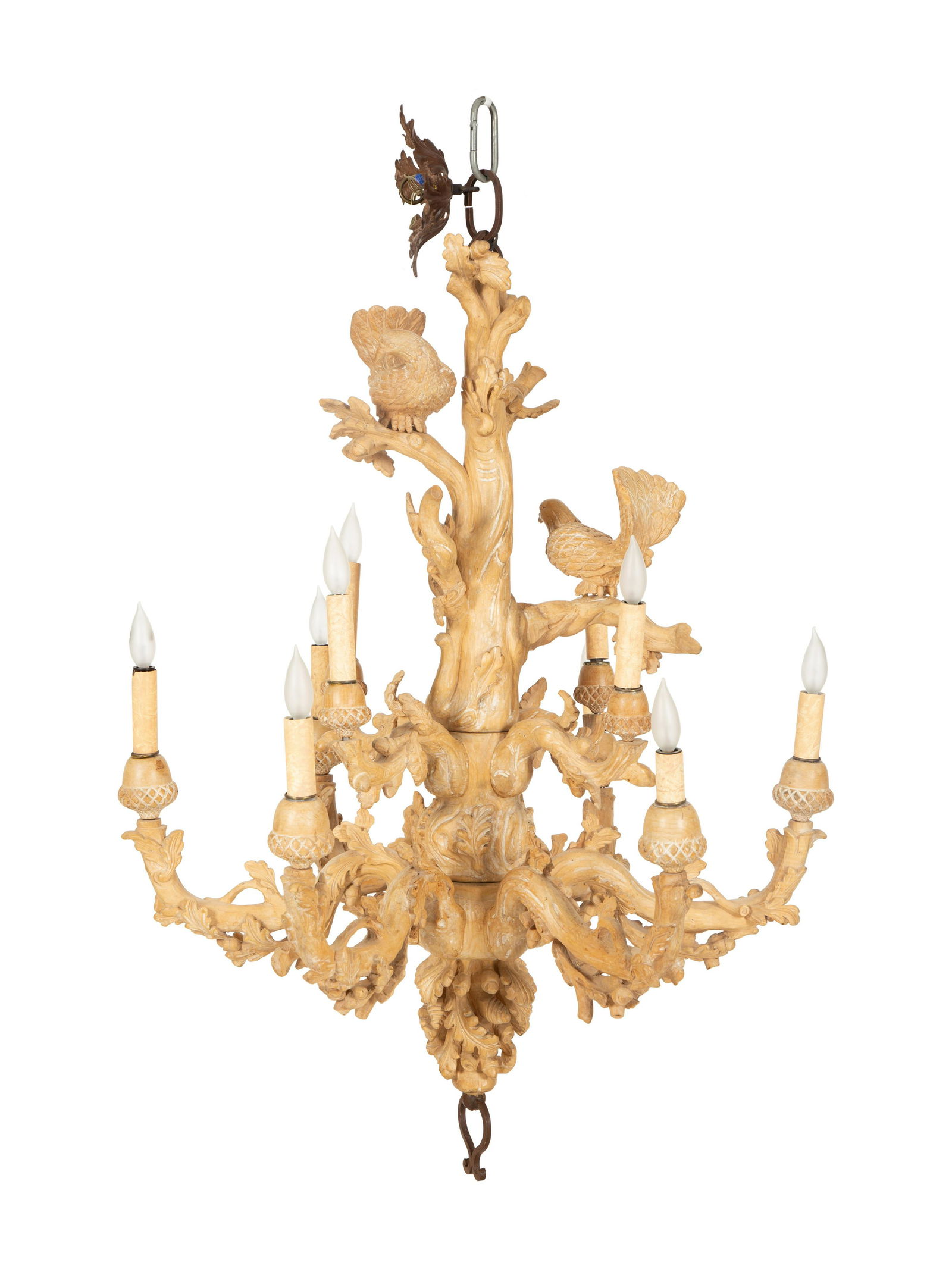 A Carved Fruitwood Ten Light Chandelier (1 of 5)
