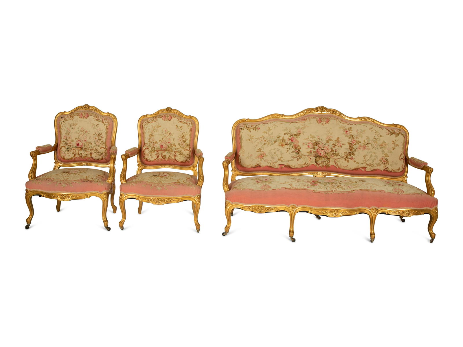 A Louis XV Style Three-Piece Carved Giltwood Salon Suite (1 of 6)