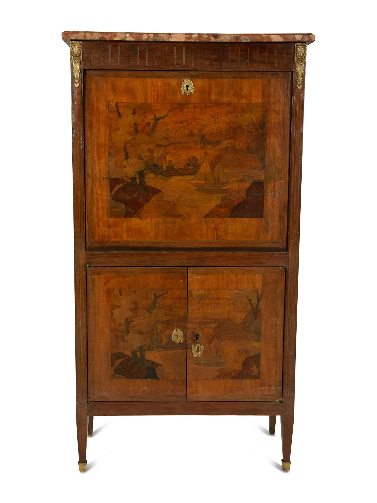 A Louis XVI Style Marquetry Marble-Top Secretaire Ã  Abattant (1 of 6)