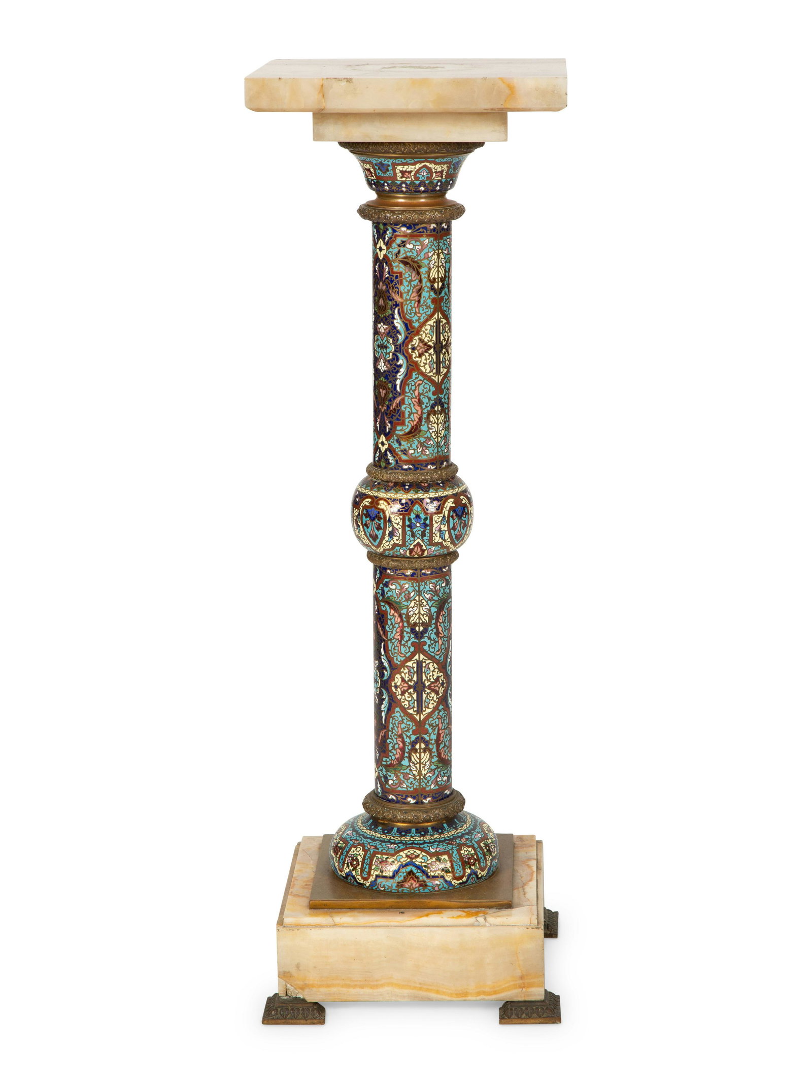 A French Champleve Enamel and Onyx Pedestal  (1 of 4)