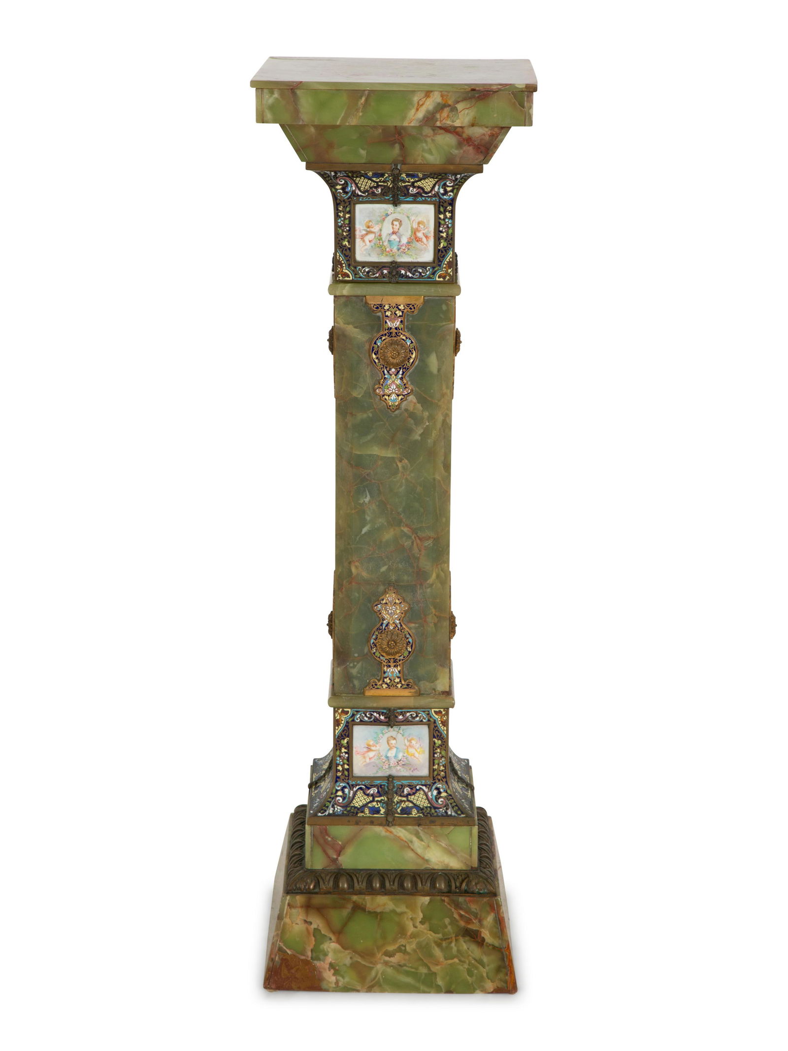 A French Champleve Enamel Mounted Onyx Pedestal (1 of 5)