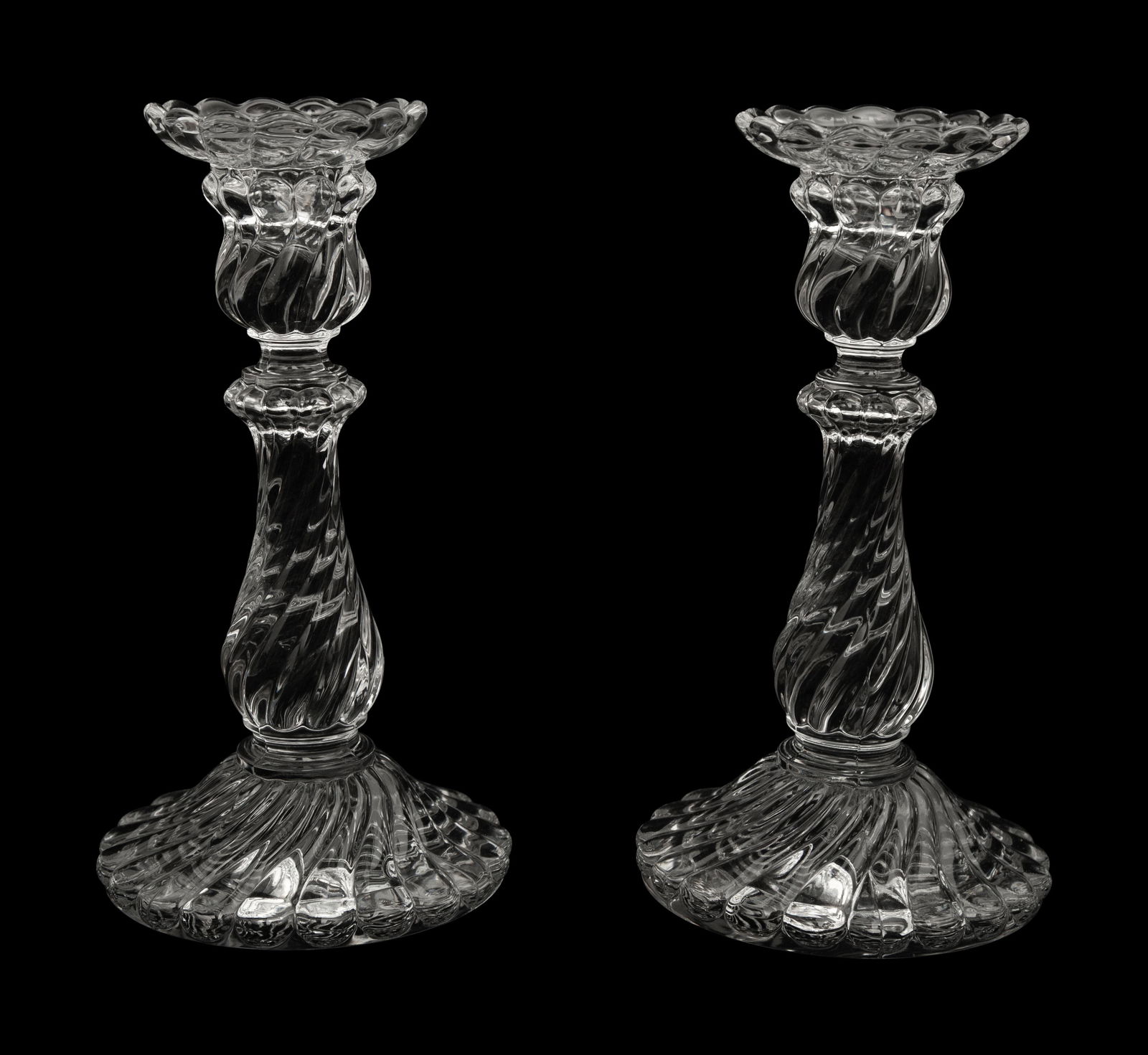 A Pair of Baccarat Bambous Molded Glass Candlesticks  (1 of 3)