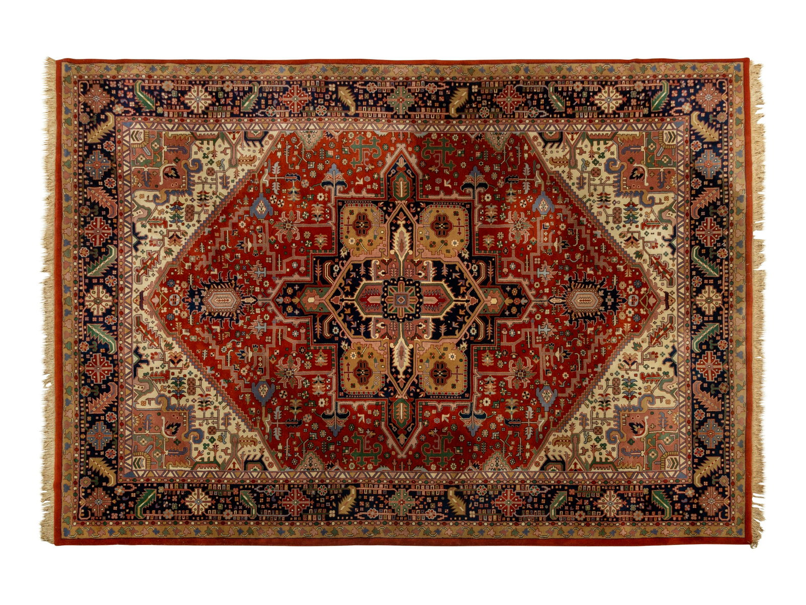 An Indian Heriz Design Wool Rug: An Indian Heriz Design Wool Rug 20th Century 14 feet 2 inches x 10 feet 1 inch. Property from the Collection of Robert and Mary Montgomery, Palm Beach, Florida