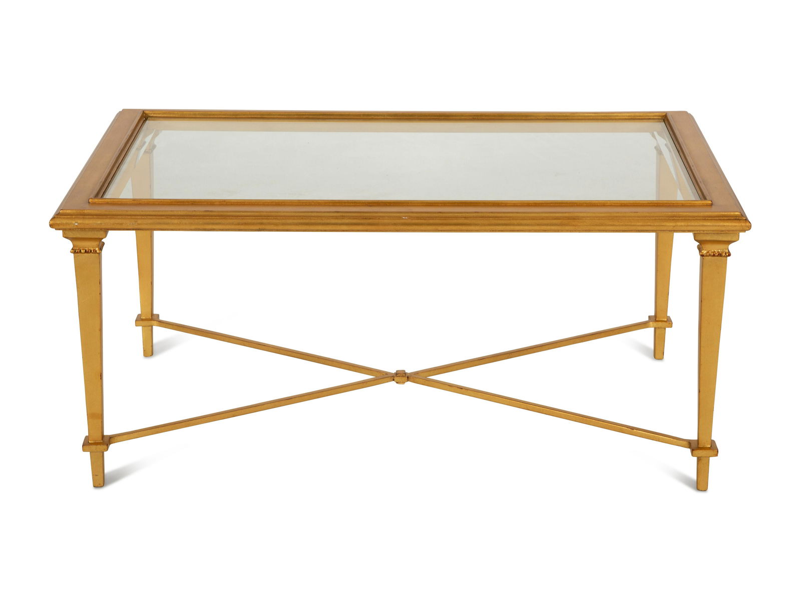 A Neoclassical Style Gilt Painted Coffee Table with Inset Glass Top (1 of 5)