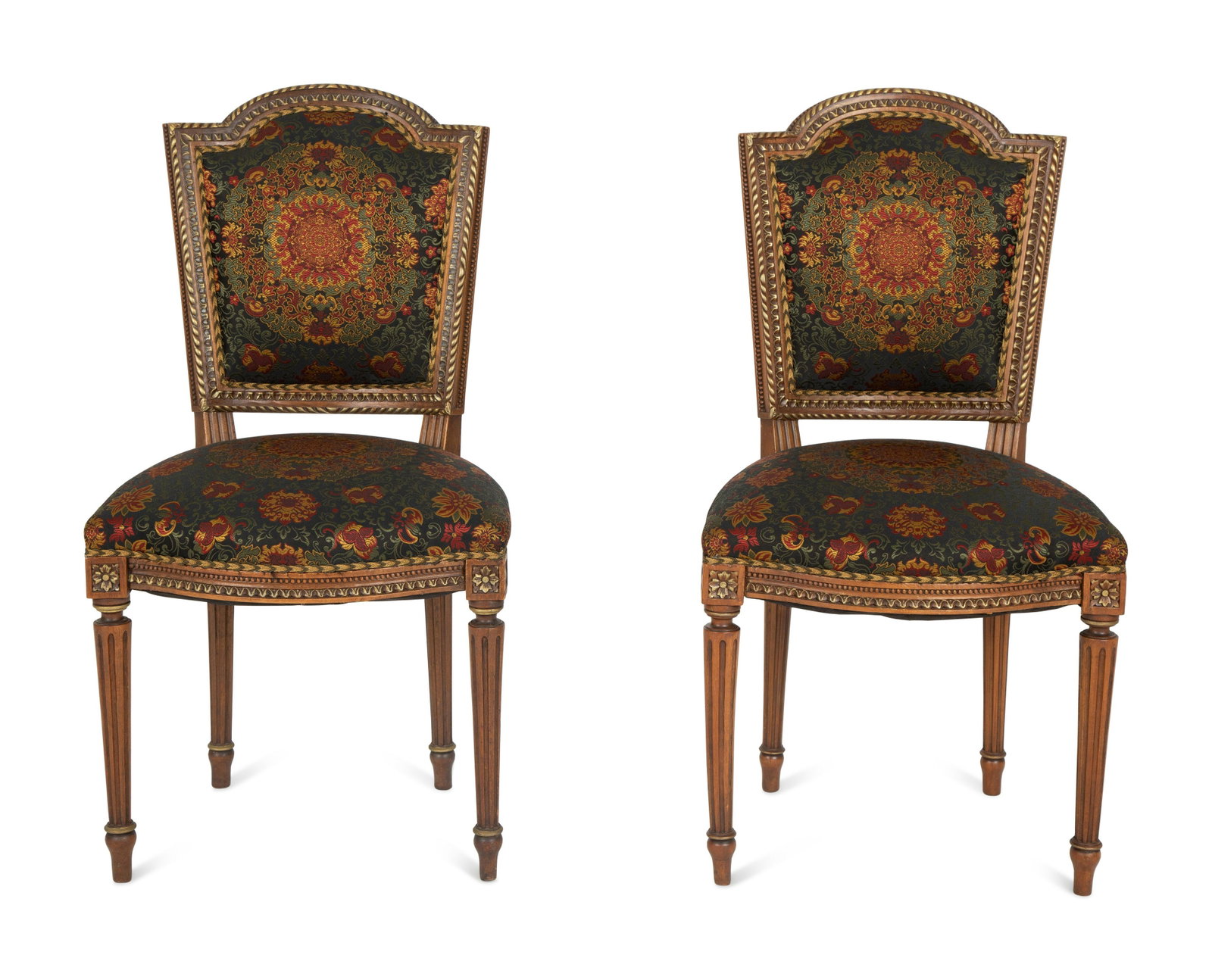 A Pair of Louis XVI Style Mahogany Side Chairs: A Pair of Louis XVI Style Mahogany Side Chairs 20th Century Height 35 1/2 inches. Property from the Collection of Robert and Mary Montgomery, Palm Beach, Florida