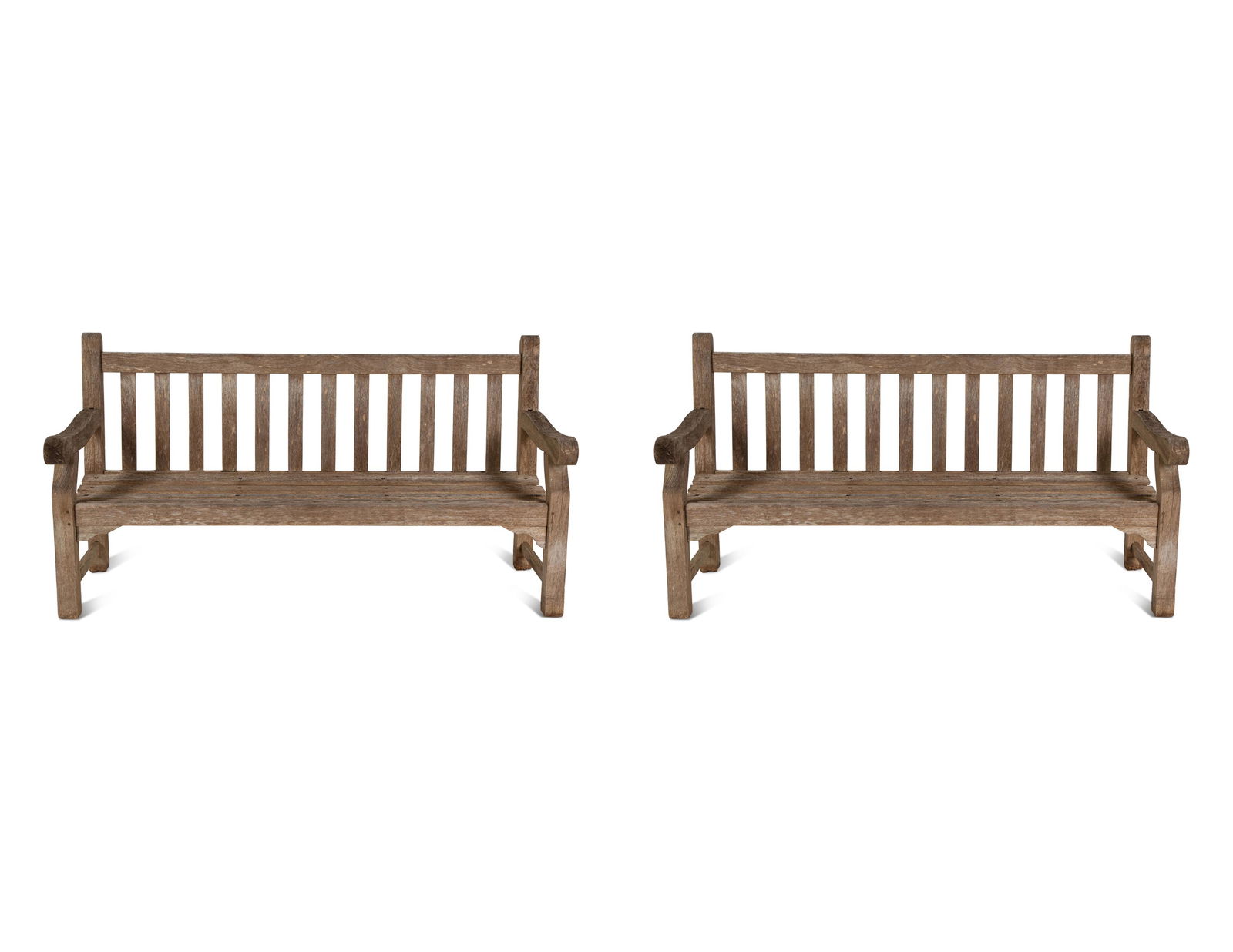 A Pair of Weathered Teak Benches (1 of 4)
