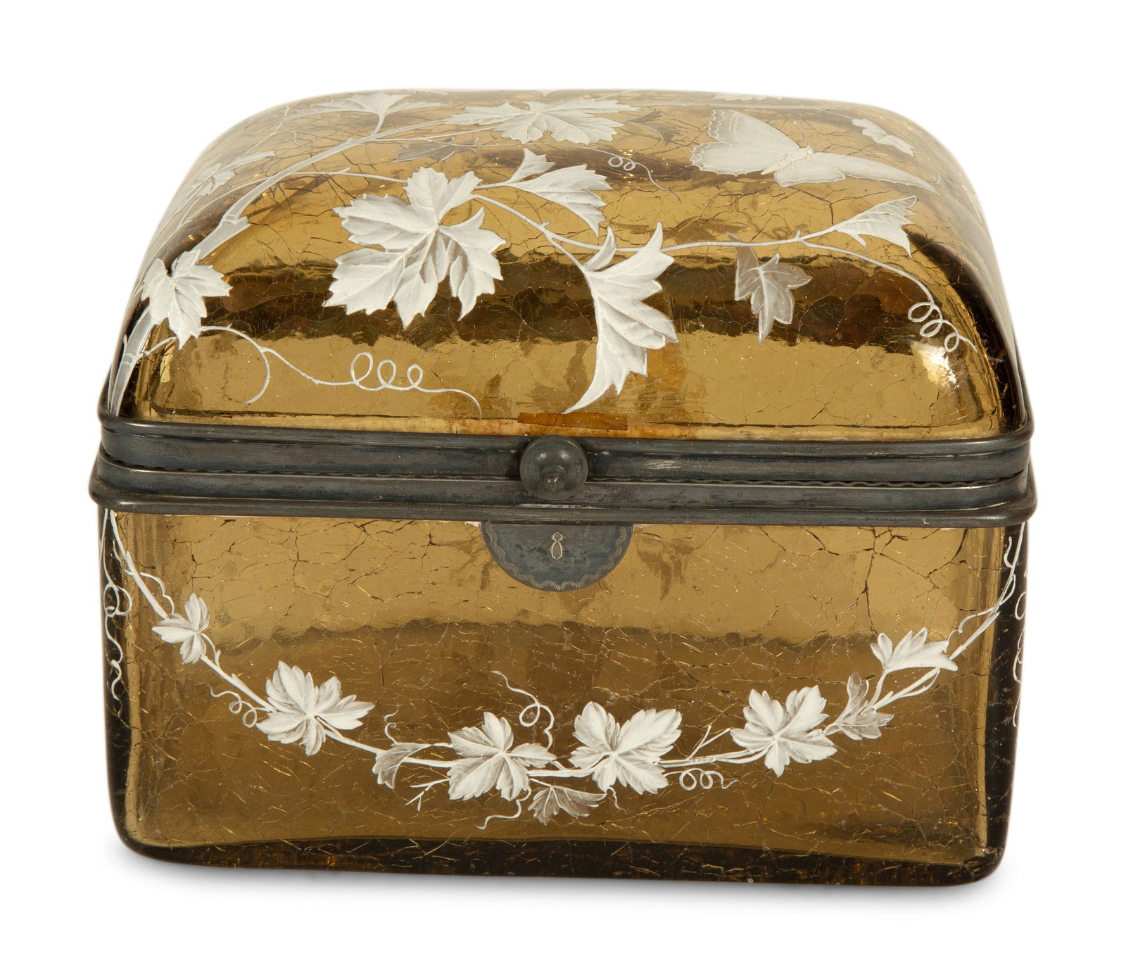 A Bohemian Moser Style Amber Glass Casket (1 of 4)