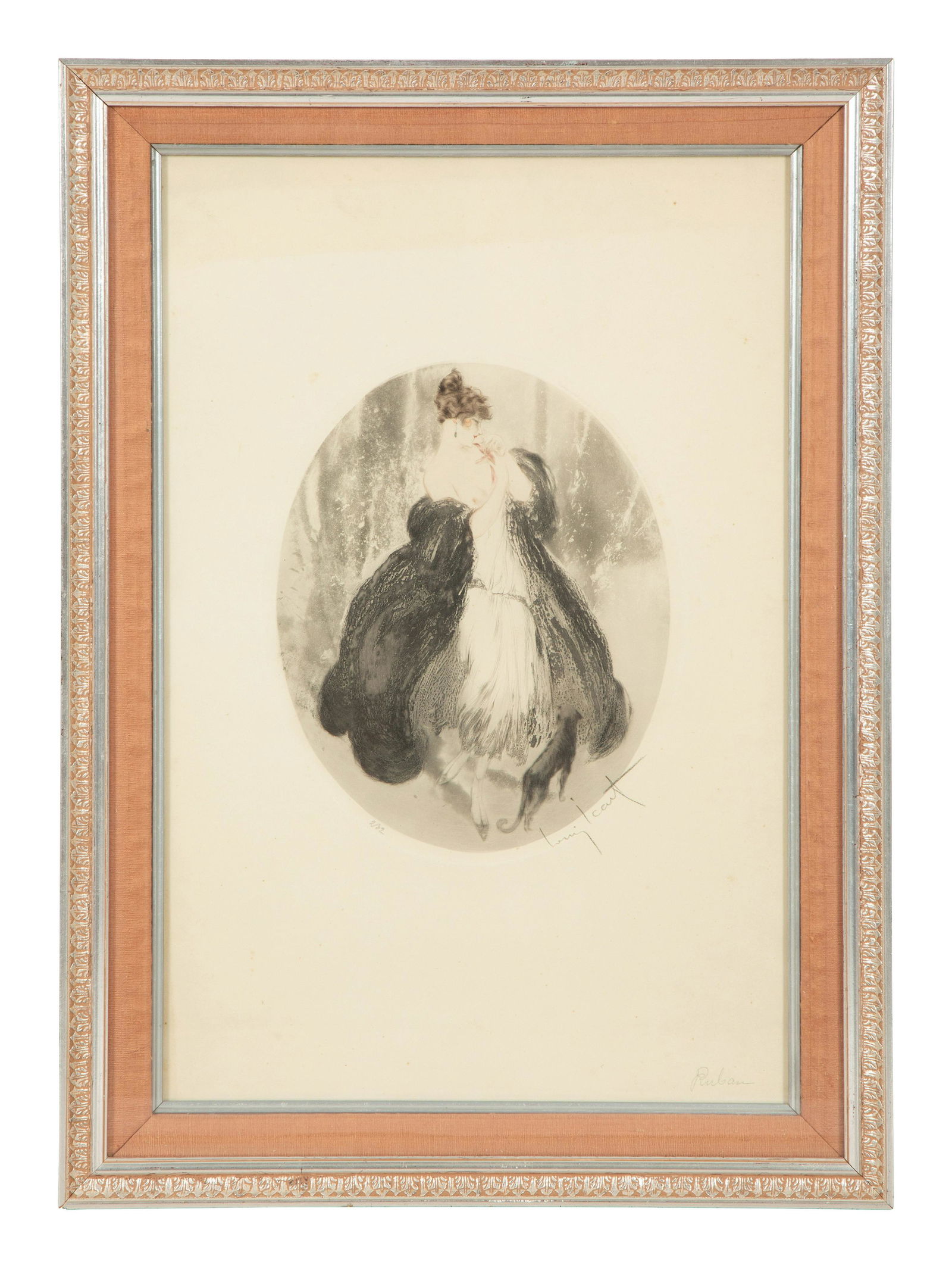 Louis Icart (French, 1888-1950) Girl with a Black Dog and Girl with a White Dog (1 of 8)