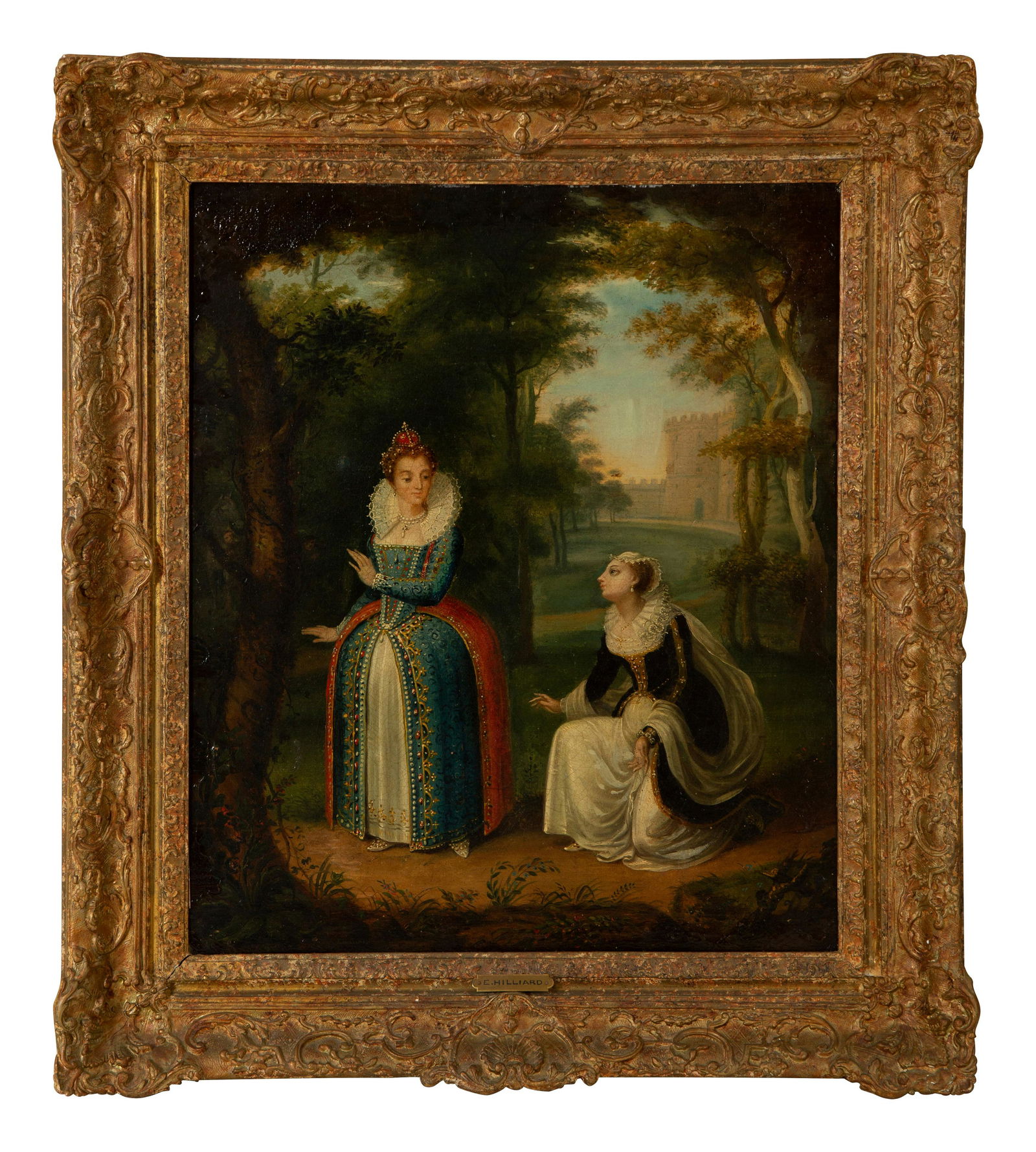 Ella M. Hilliard  (American, 1853-1888) Untitled (Noble Figures in a Wooded Area) (1 of 4)