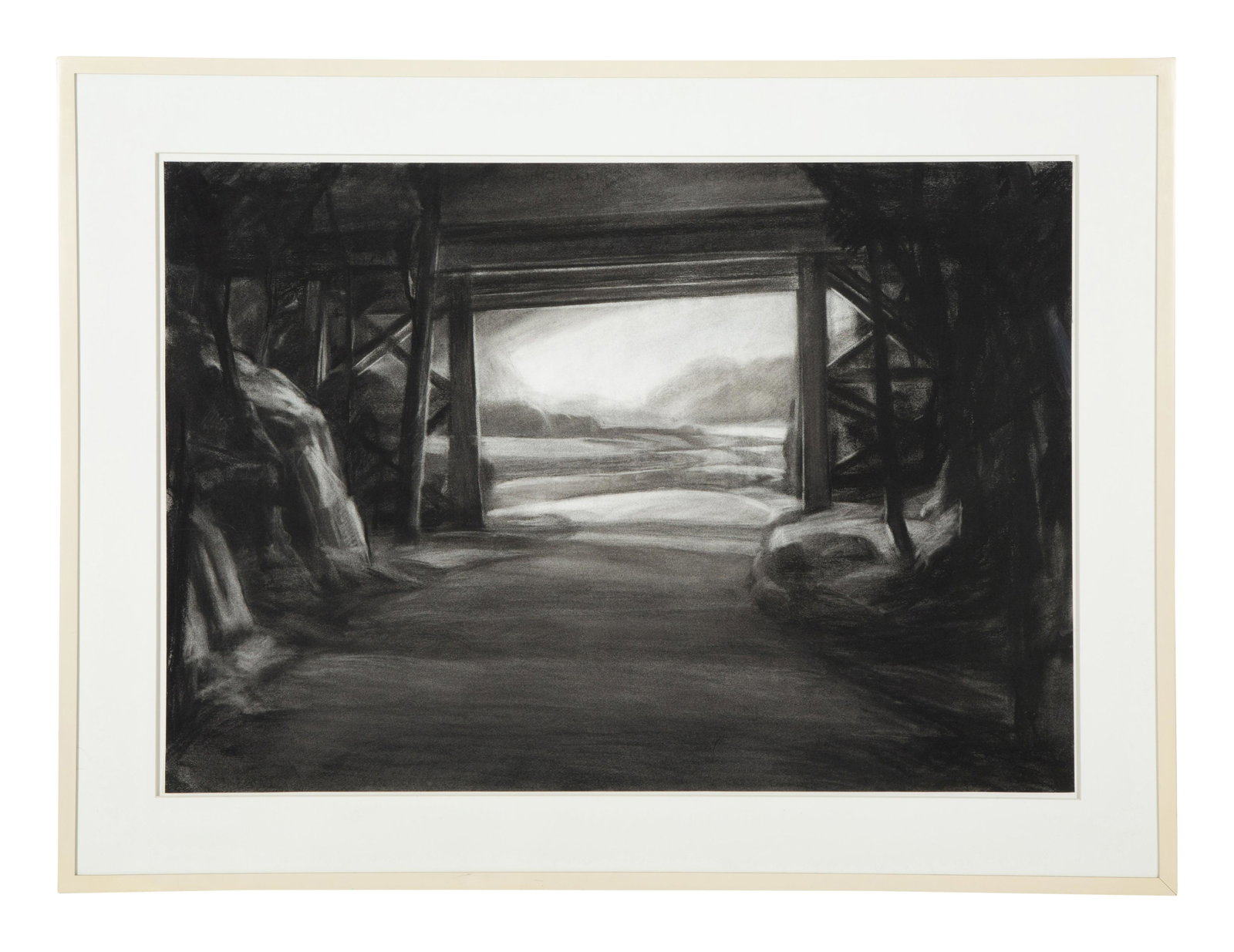Ward Devenny (American, 20th/21st Century) Abandoned Railway, 1993: Ward Devenny (American, 20th/21st Century) Abandoned Railway, 1993 charcoal on paper 27 1/2 x 39 inches. Property from the Collection of Robert and Mary Montgomery, Palm Beach, Florida Provenance: Mar