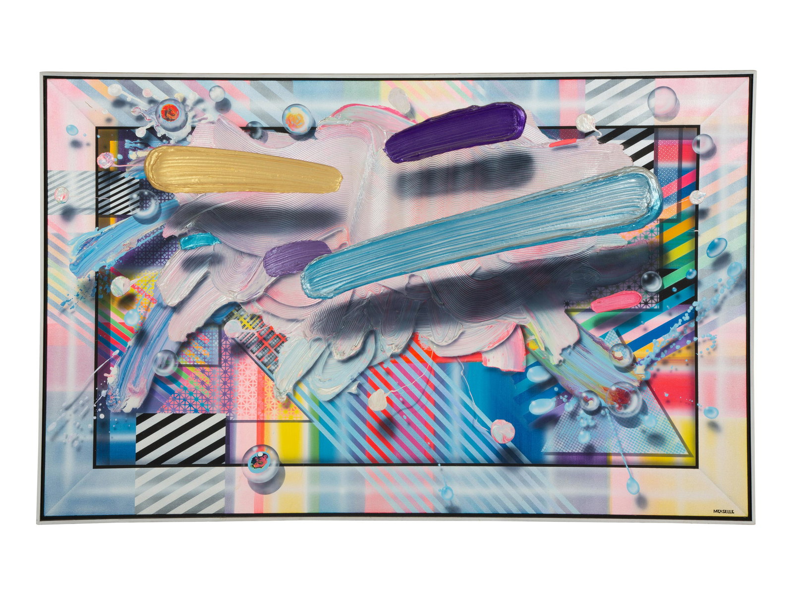 Clarence Measelle (American, b. 1947) Untitled Abstract: Clarence Measelle (American, b. 1947) Untitled Abstract mixed media on canvas signed lower right 44 x 70 inches. Property from the Collection of Robert and Mary Montgomery, Palm Beach, Florida