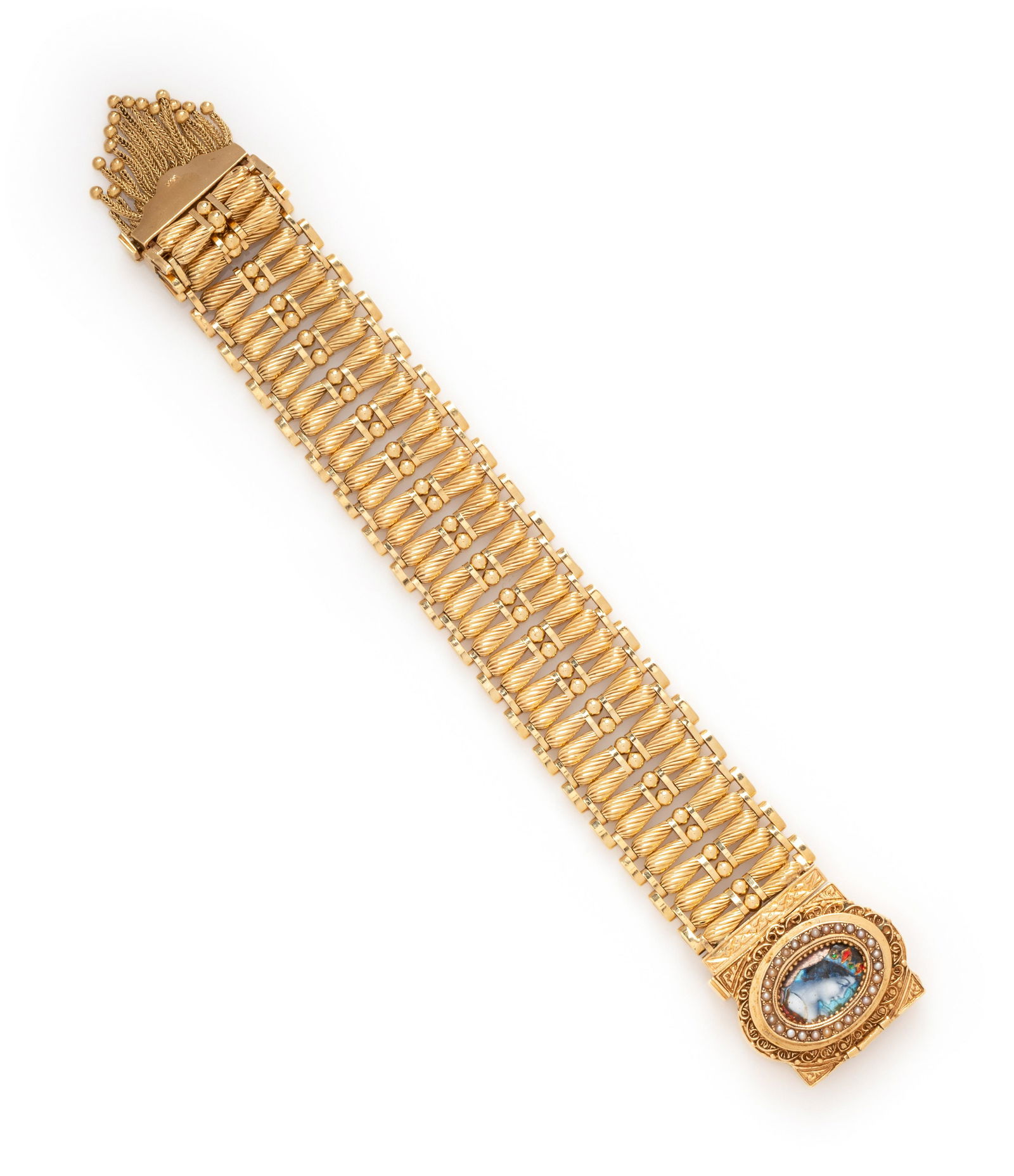 CONVERTIBLE YELLOW GOLD, ENAMEL AND SEED PEARL SURPRISE WRISTWATCH/PENDANT/BROOCH (1 of 6)