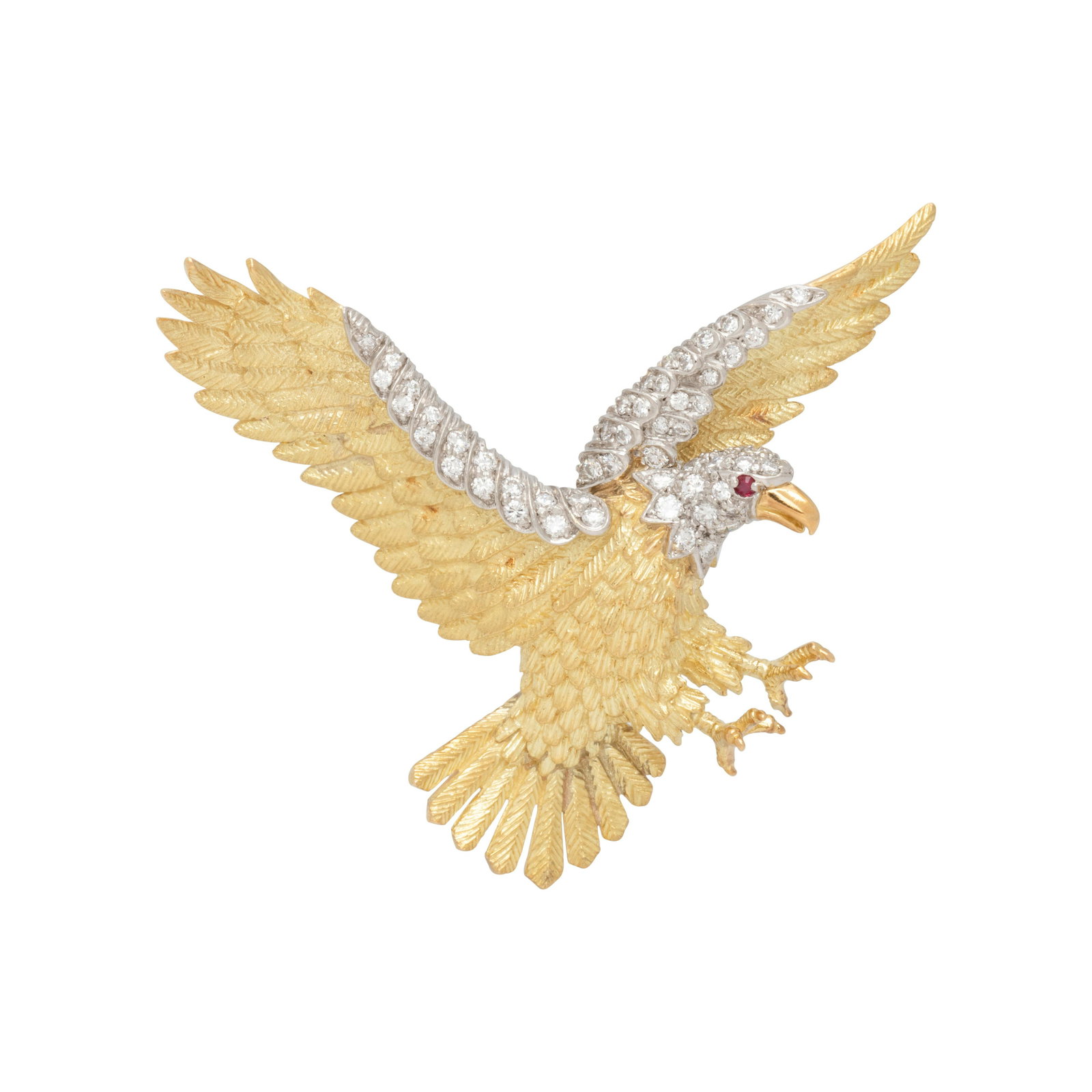 HERBERT ROSENTHAL, YELLOW GOLD AND DIAMOND LIMITED EDITION BICENTENNIAL BALD EAGLE PENDANT/BROOCH, (1 of 2)