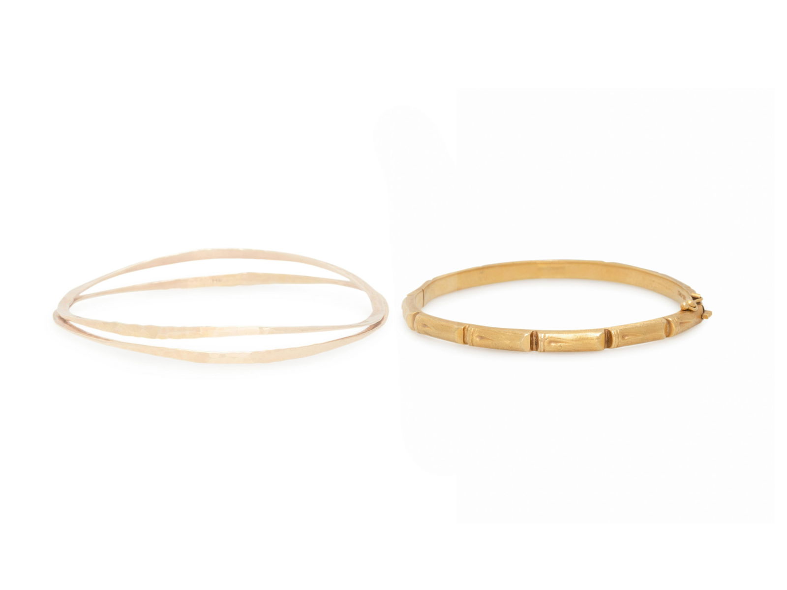 COLLECTION OF YELLOW GOLD BANGLE BRACELETS (1 of 2)