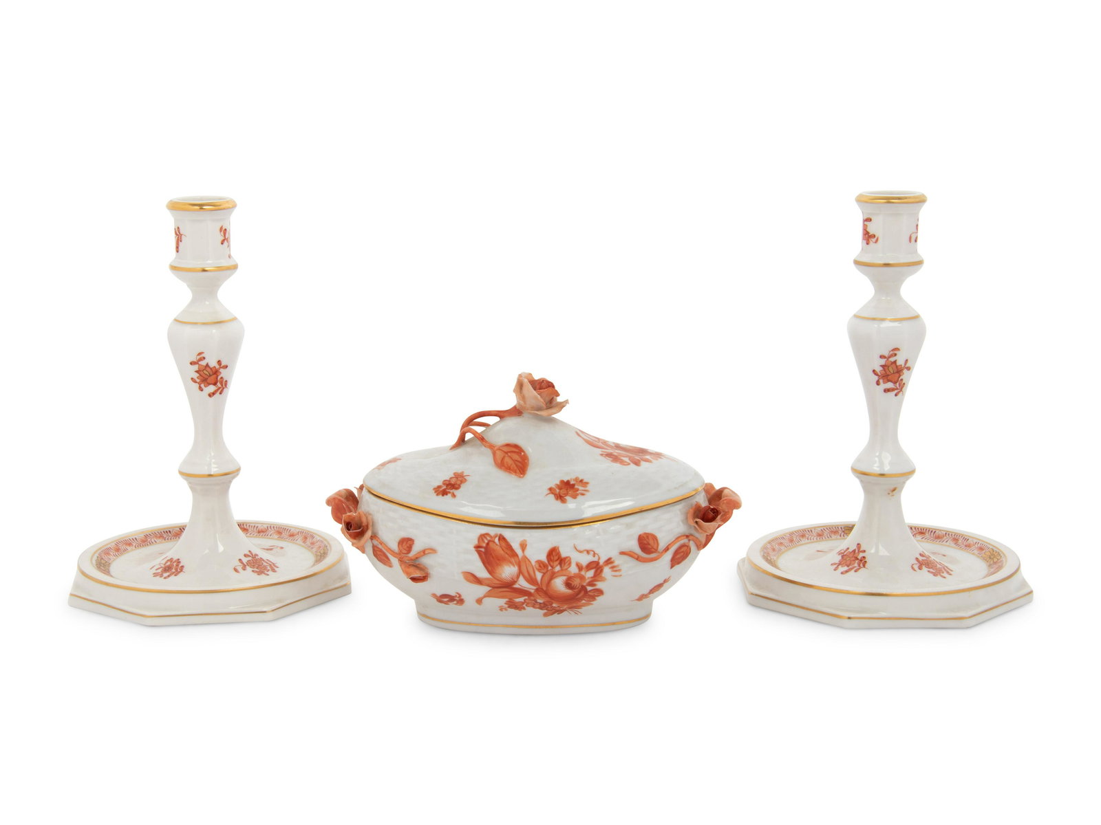 Three Herend Chinese Bouquet Porcelain Table Articles (1 of 3)