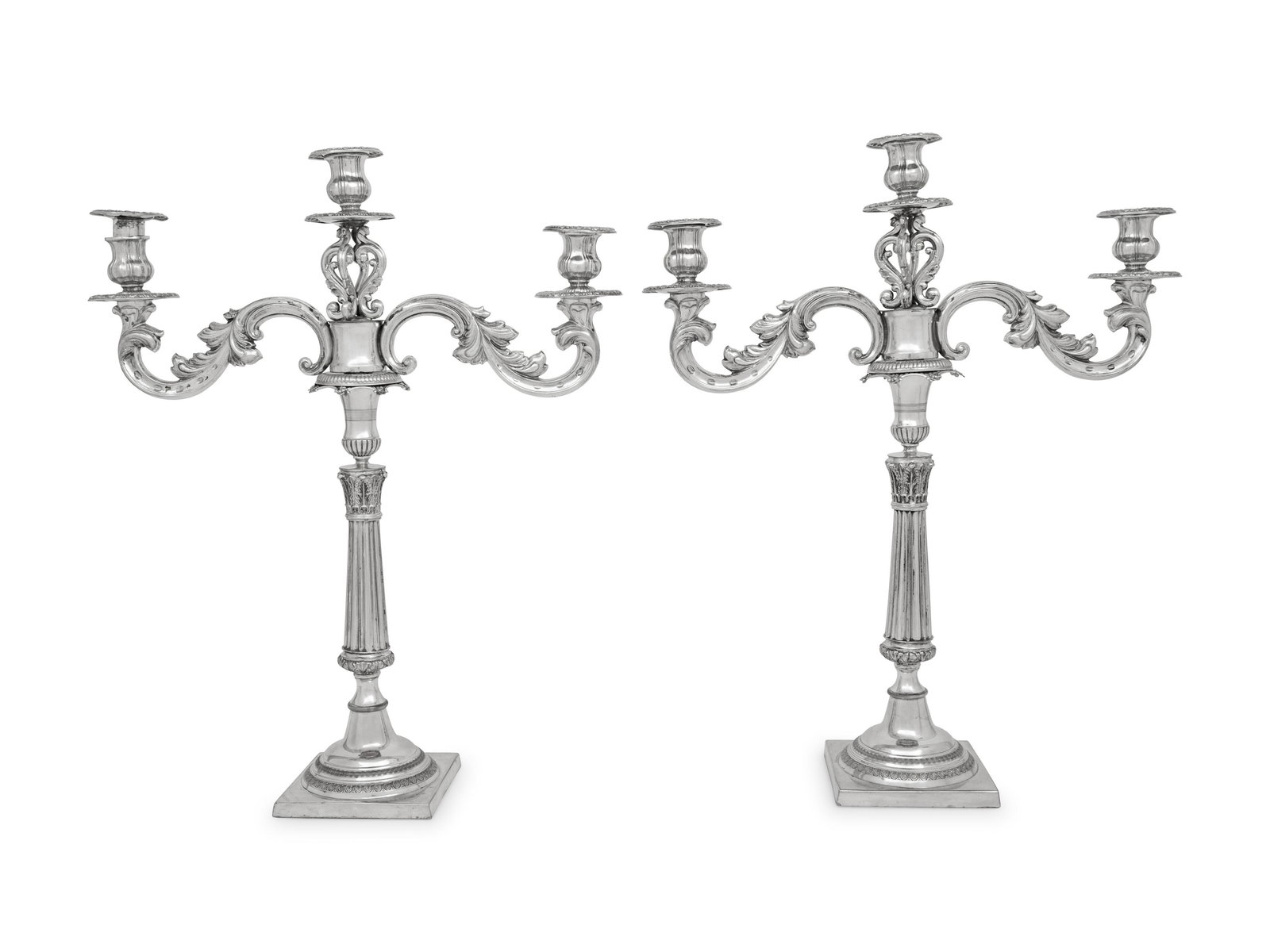A Pair of Continental Silver Three-Light Candelabra (1 of 5)