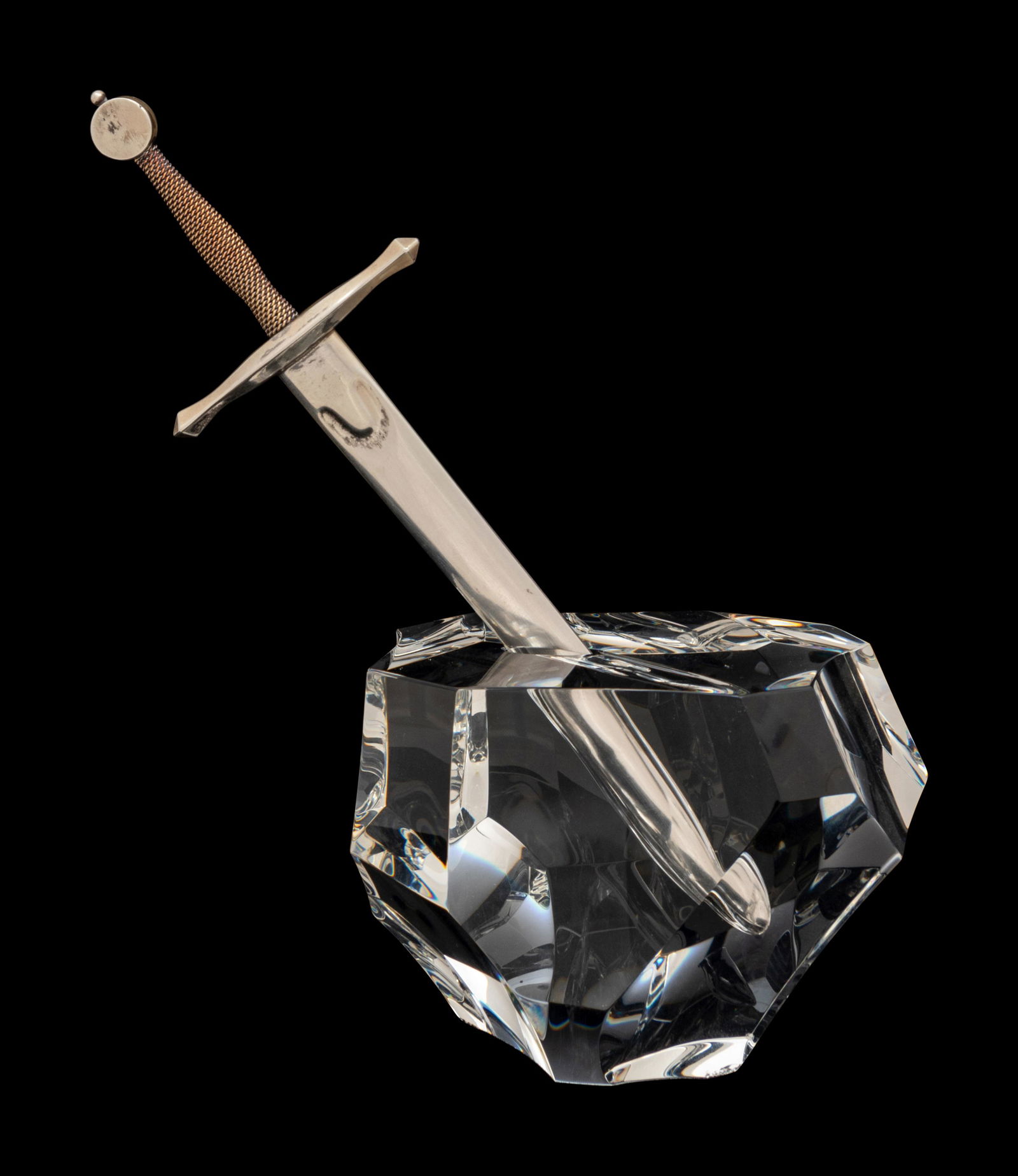 A Steuben Excalibur Silver and Glass Paperweight (1 of 4)