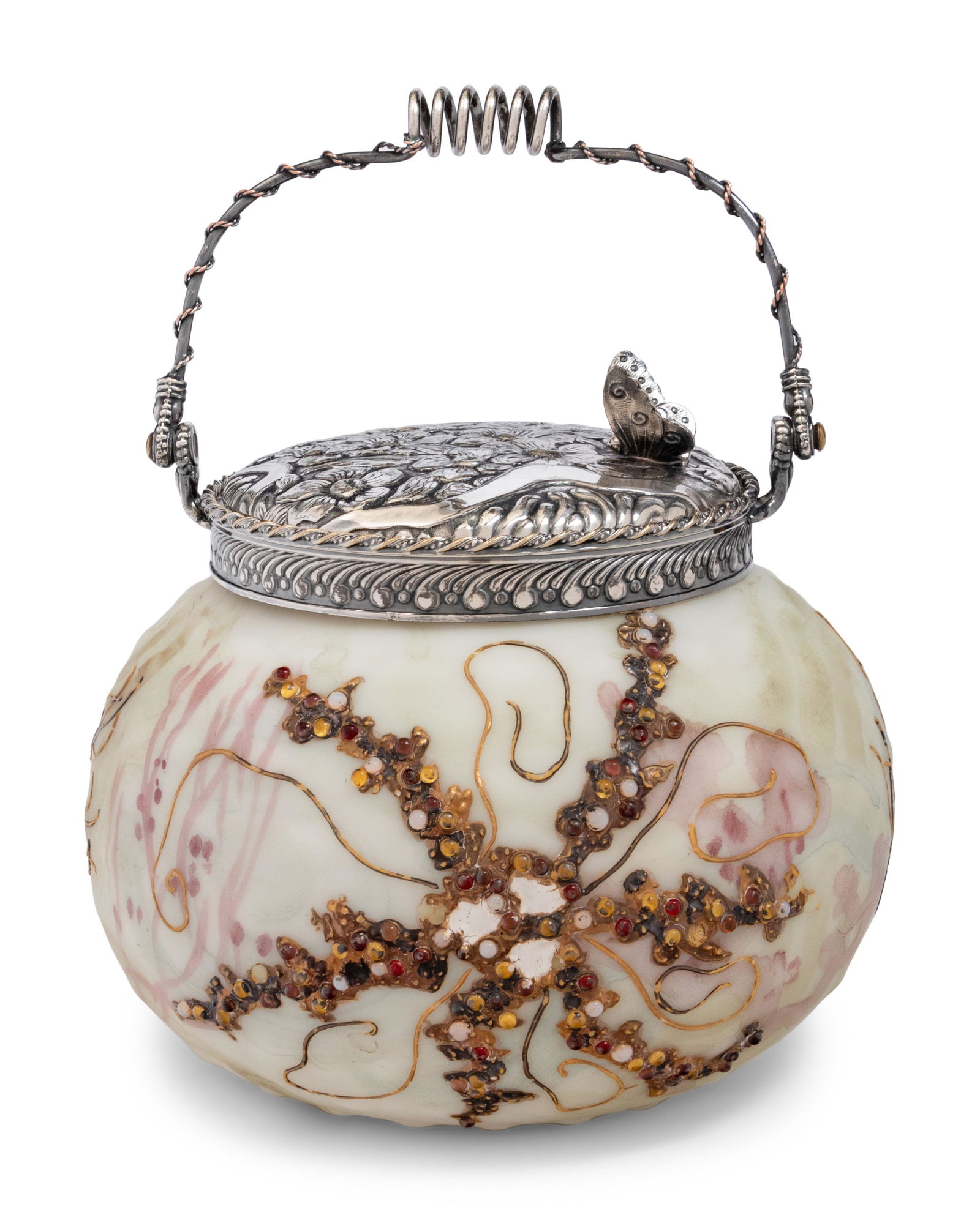 A Crown Milano Paint-Decorated Glass Cracker Jar (1 of 5)