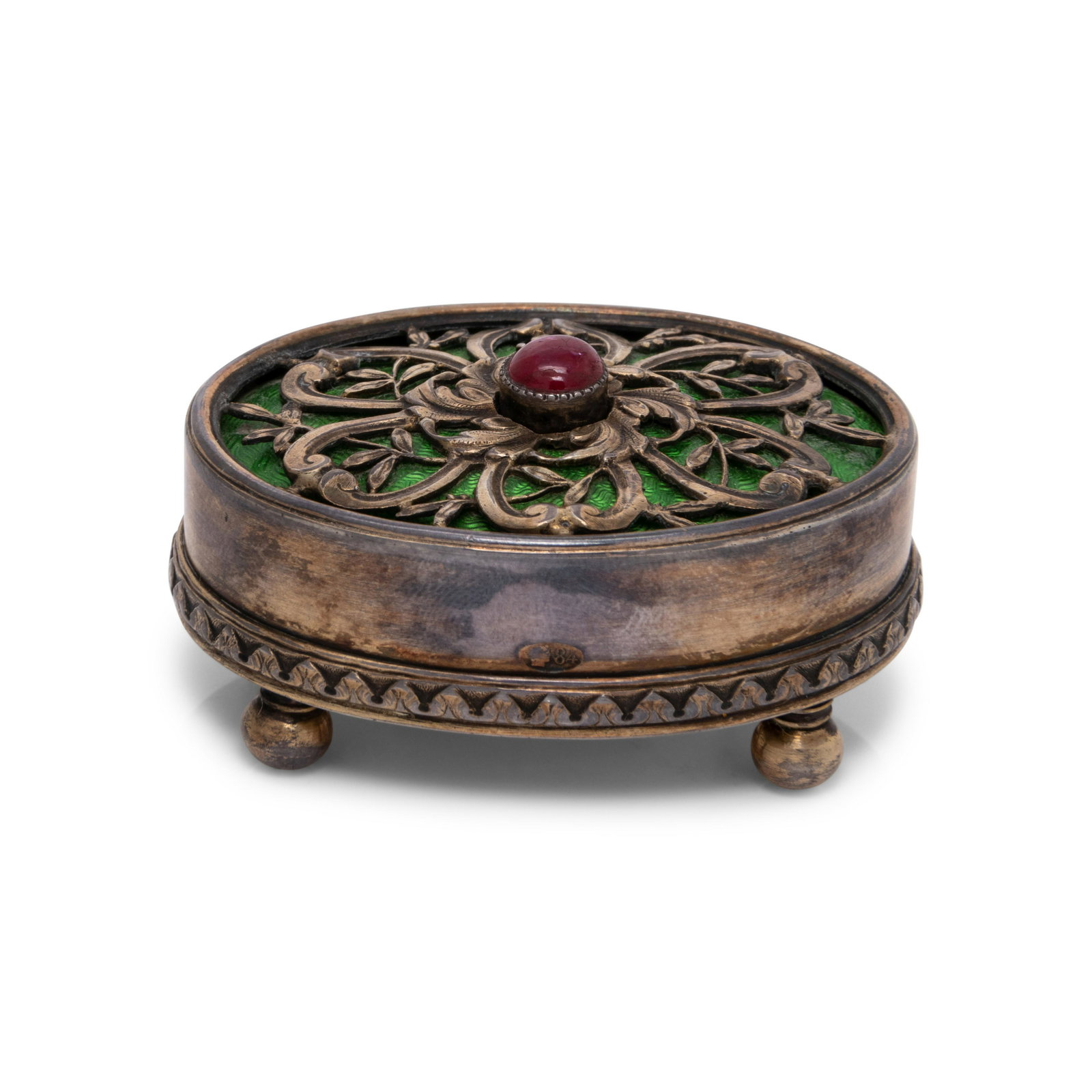 A Enameled Silver and Cabochon Ruby-Inset Bell Push (1 of 5)