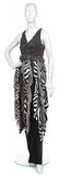 364: A Joan Vass Black and White Chiffon and Satin Dres