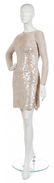379: A Joan Vass Beige Iridescent Paillette Sweater Dre