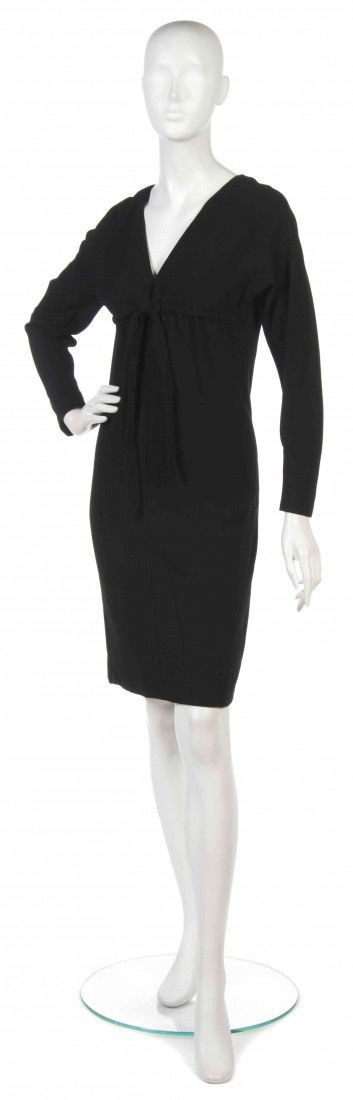 A Nina Ricci Black Wool Dress.: A Nina Ricci Black Wool Dress. Labeled: Mademoiselle Ricci. Property from the Estate of Joan Vass, New York, New York