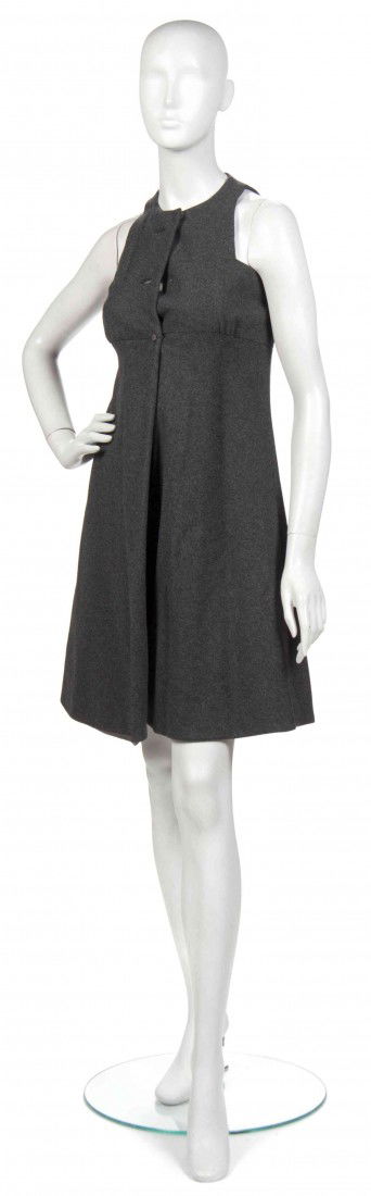 A Chester Weinberg Grey Wool Dress.: A Chester Weinberg Grey Wool Dress. Labeled: Chester Weinberg. Property from the Estate of Joan Vass, New York, New York