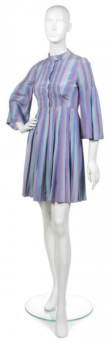 A Jean Muir Pastel Striped Dress.: A Jean Muir Pastel Striped Dress. Labeled: Jean Muir. Property from the Estate of Joan Vass, New York, New York