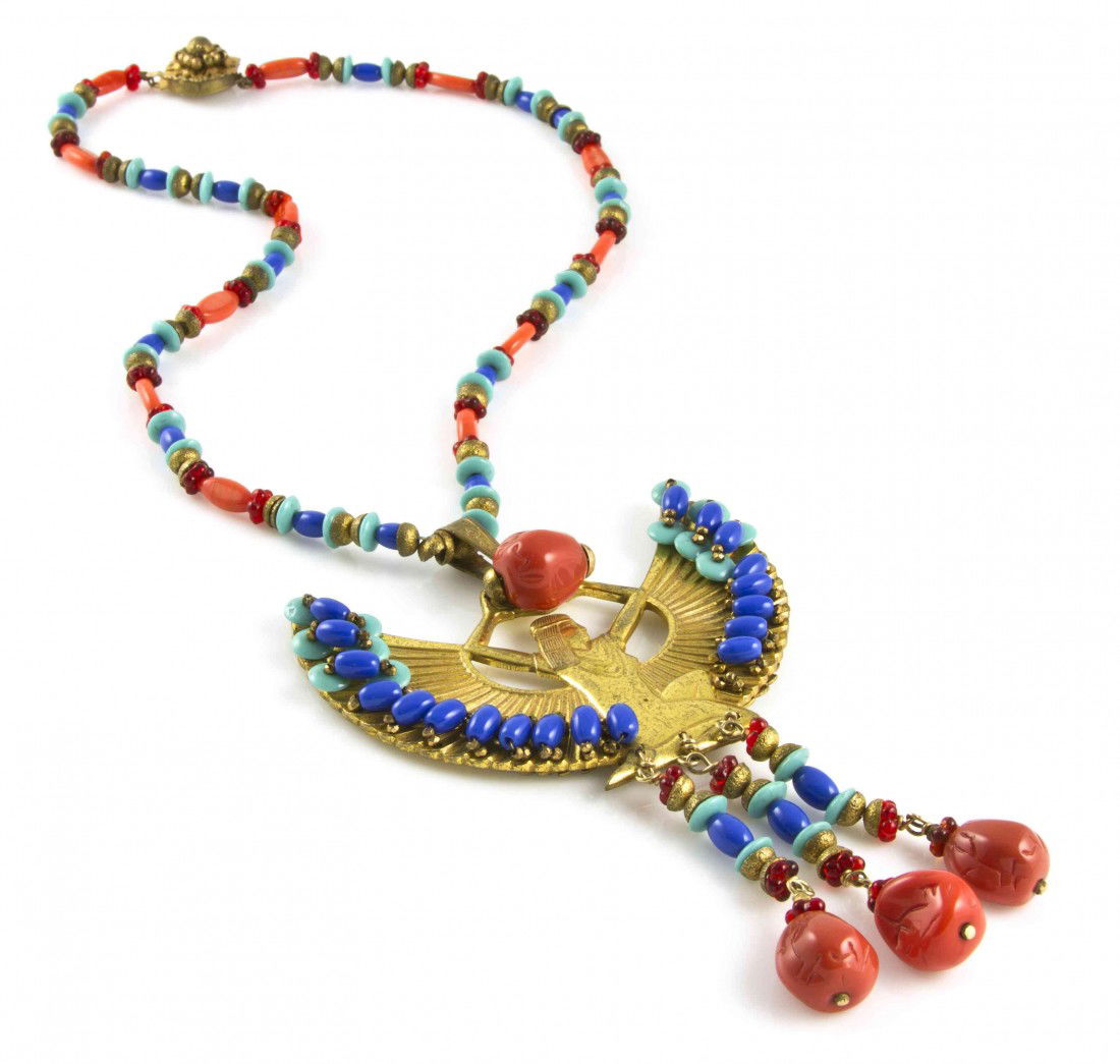 A Miriam Haskell Egyptian Style Necklace.: A Miriam Haskell Egyptian Style Necklace. Stamped: Miriam Haskell.