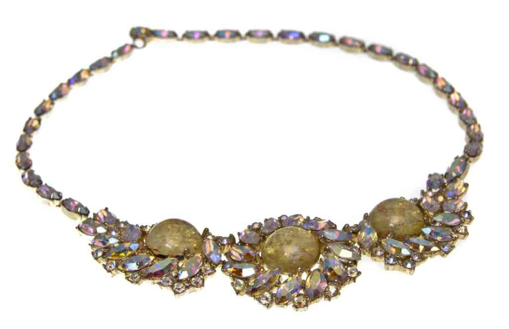 A 'Cat's Eye' Iridescent Rhinestone Necklace.: A 'Cat's Eye' Iridescent Rhinestone Necklace.