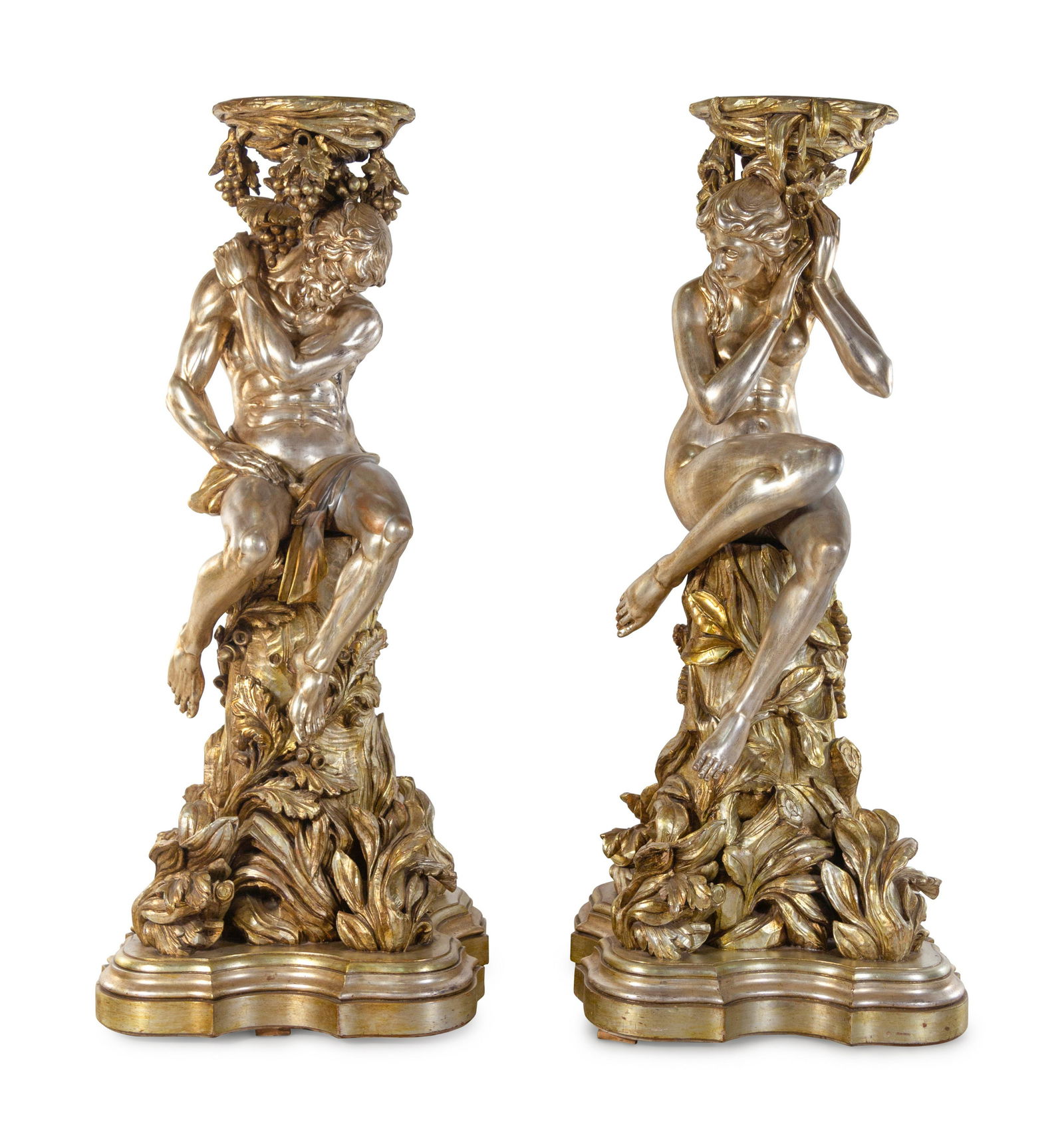 A Pair of Monumental Italian Baroque Style Gilt and Silvered Composition Figural Pedestals (1 of 11)
