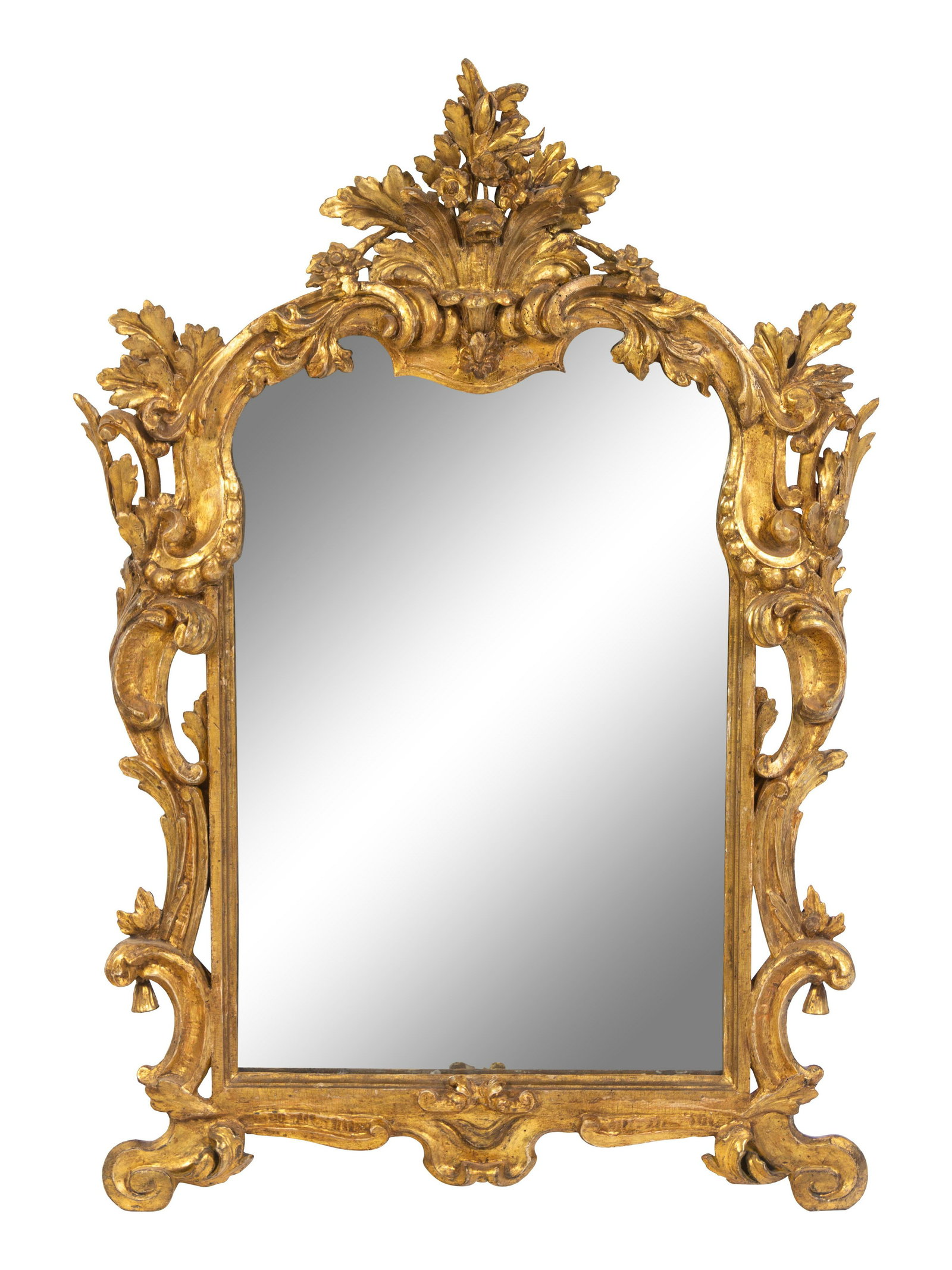 A Regence Giltwood Mirror: A Regence Giltwood Mirror 18th Century Height 46 x width 33 inches. Property from the Collection of Mr. and Mrs. Hale Irwin, St. Louis, Missouri