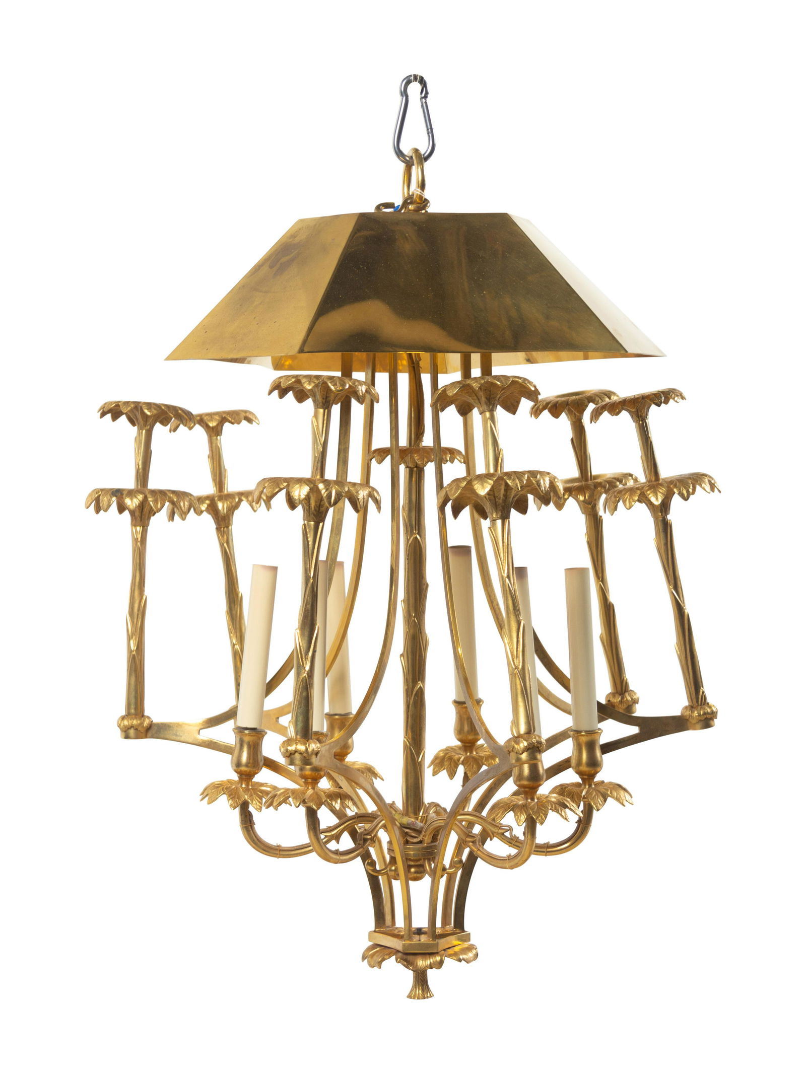 A Gilt Bronze and Brass Six-Light Chandelier Attributed to Maison Bagues (1 of 3)