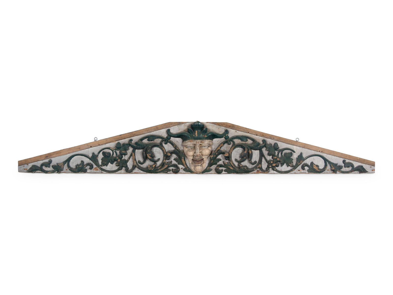 A Carved and Painted Pine Pediment Panel (1 of 2)