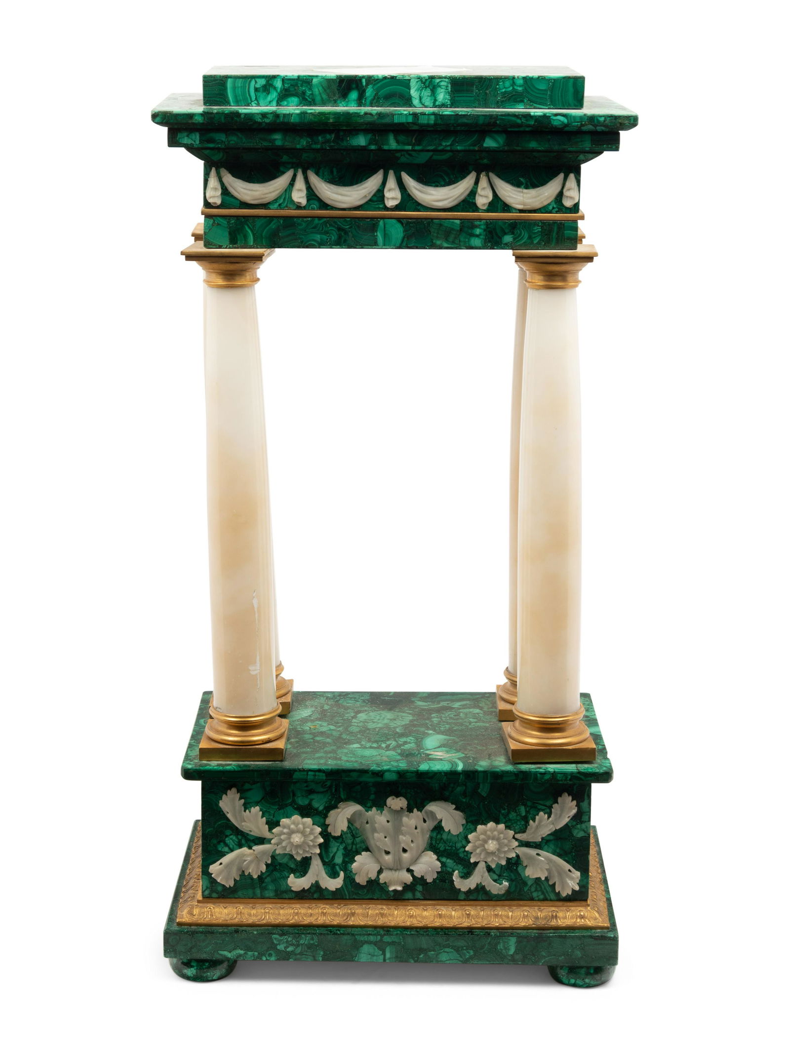 A Continental Gilt Bronze, Alabaster and Malachite Veneered Portico (1 of 3)