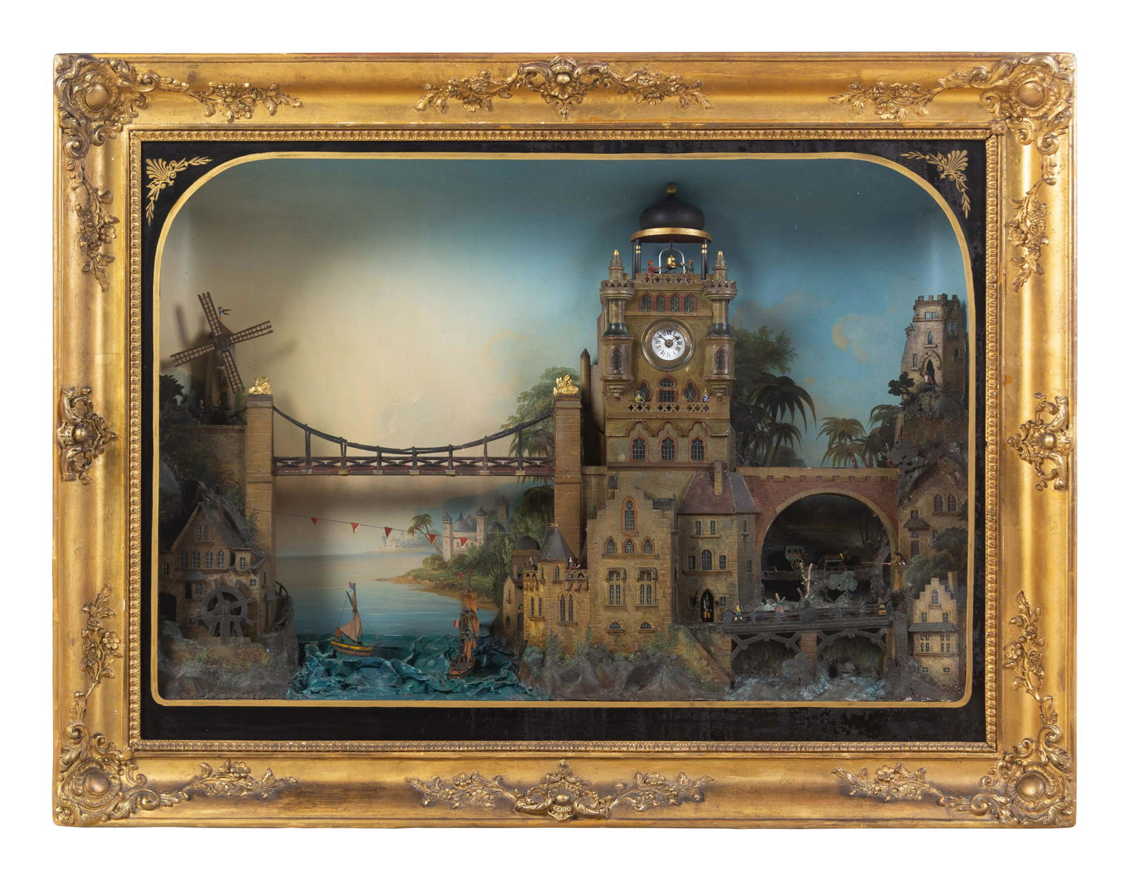 An Austrian Mechanical Landscape Diorama Clock (1 of 4)