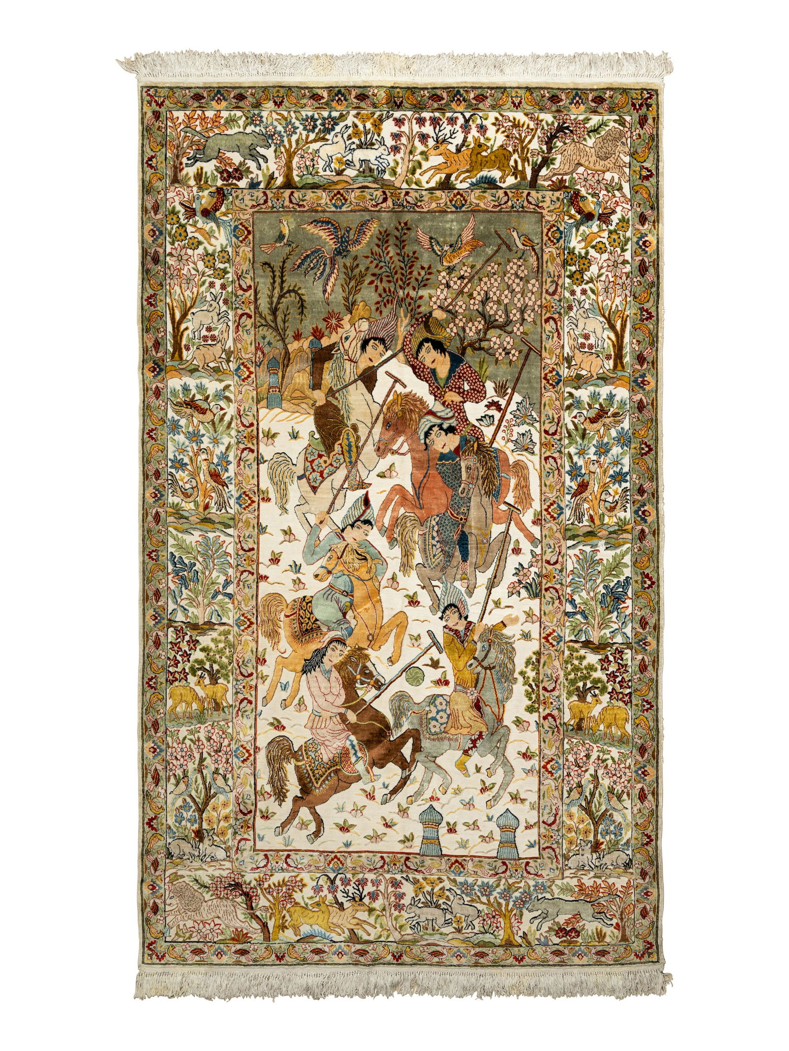 A Kirman Silk Pictorial Rug (1 of 4)