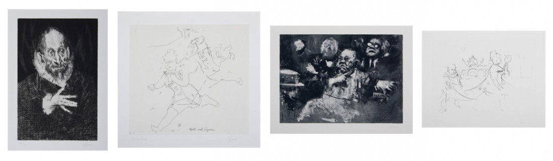 A Collection of Thirty-One Works on Paper, Jack Lev: A Collection of Thirty-One Works on Paper, Jack Levine, comprising lithographs, etchings and prints. Dimensions of largest 23 1/4 x 17 inches.