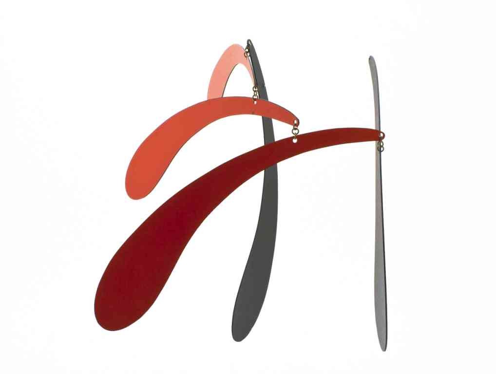 A Danish Hanging Mobile, Flensted, Width 16 inches.: A Danish Hanging Mobile, Flensted, having five abstract forms. Width 16 inches. Property from the Collection of Thomas H. Hughes Trust, Sarasota, Florida