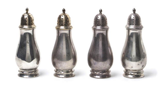 A Set of Four American Sterling Silver Salts, Towl: A Set of Four American Sterling Silver Salts, Towle, of baluster form, raised on a circular foot; approximate total weight 7.50 ozt. Property from the Collection of Robert and David Smith, Michigan