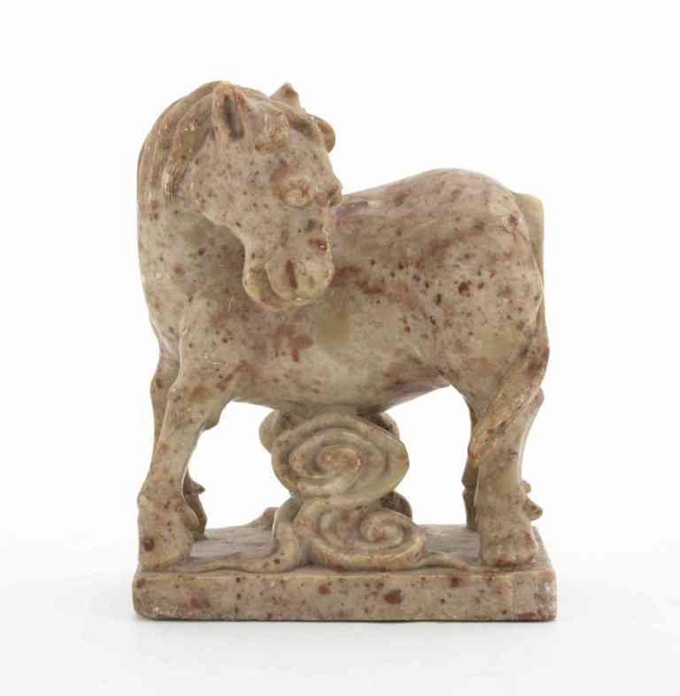 A Chinese Soapstone Carving of a Horse, Height 4 3: A Chinese Soapstone Carving of a Horse, depicted in a standing pose. Height 4 3/8 inches. Property from the Collection of Thomas H. Hughes Trust, Sarasota, Florida