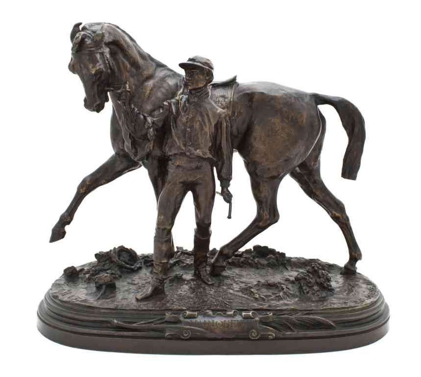 Pierre Jules Mene, (French, 1810-1877), Vainqueur!: Pierre Jules Mene (French, 1810-1877) Vainqueur!, 1866 bronze inscribed P.J. Mene on base Height 14 inches.