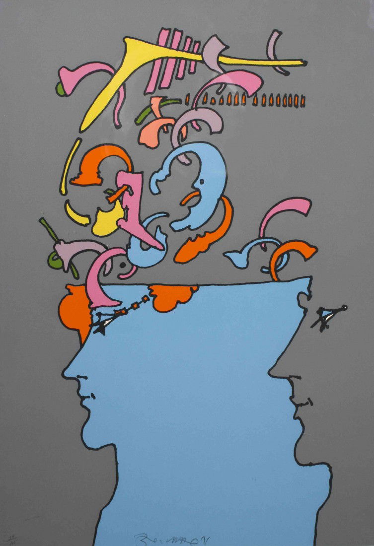 Peter Max, (American, born 1937), Abstract with Sh: Peter Max (American, born 1937) Abstract with Shapes color lithograph signed Peter Max (lower center) 30 x 10 inches.