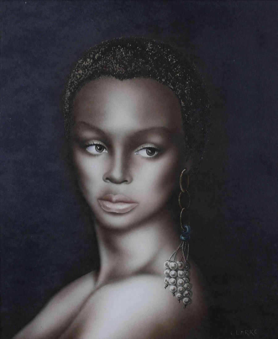 Cynthia Clarke, (20th Century), Lady with Earring: Cynthia Clarke (20th Century) Lady with Earring egg tempera on board signed Clarke (lower right) 11 1/4 x 9 1/4 inches.