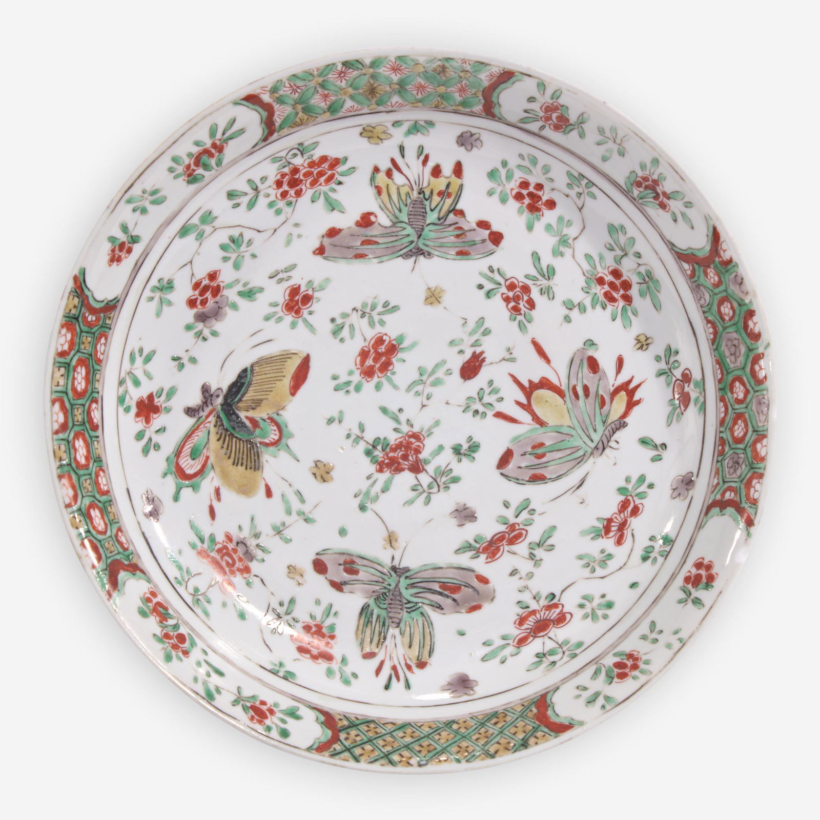 A Chinese famille verte-decorated porcelain "Butterflies" dish 五彩蝴碟 (1 of 2)