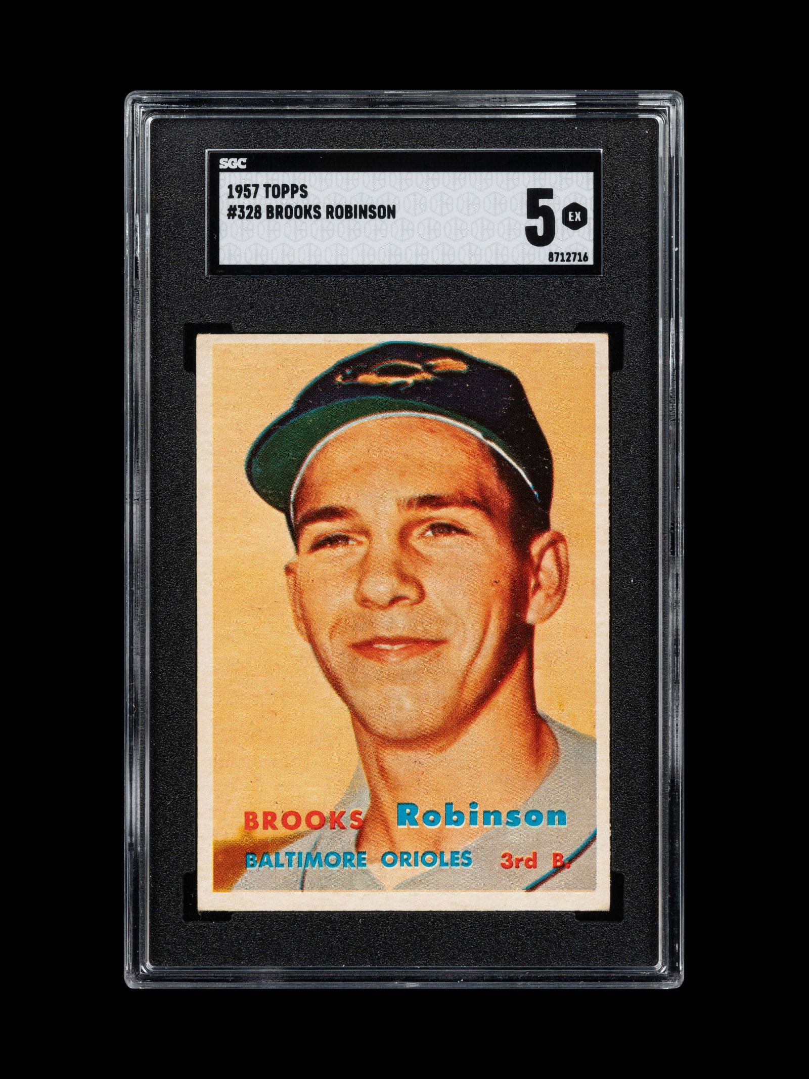 A 1957 Topps Brooks Robinson Rookie Baseball Card No. 328 (SGC 5 EX) (1 of 2)