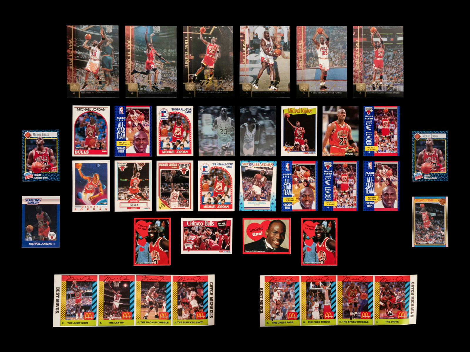 A Group of Assorted 1980s-90s Licensed Michael Jordan Basketball Cards, (1 of 9)