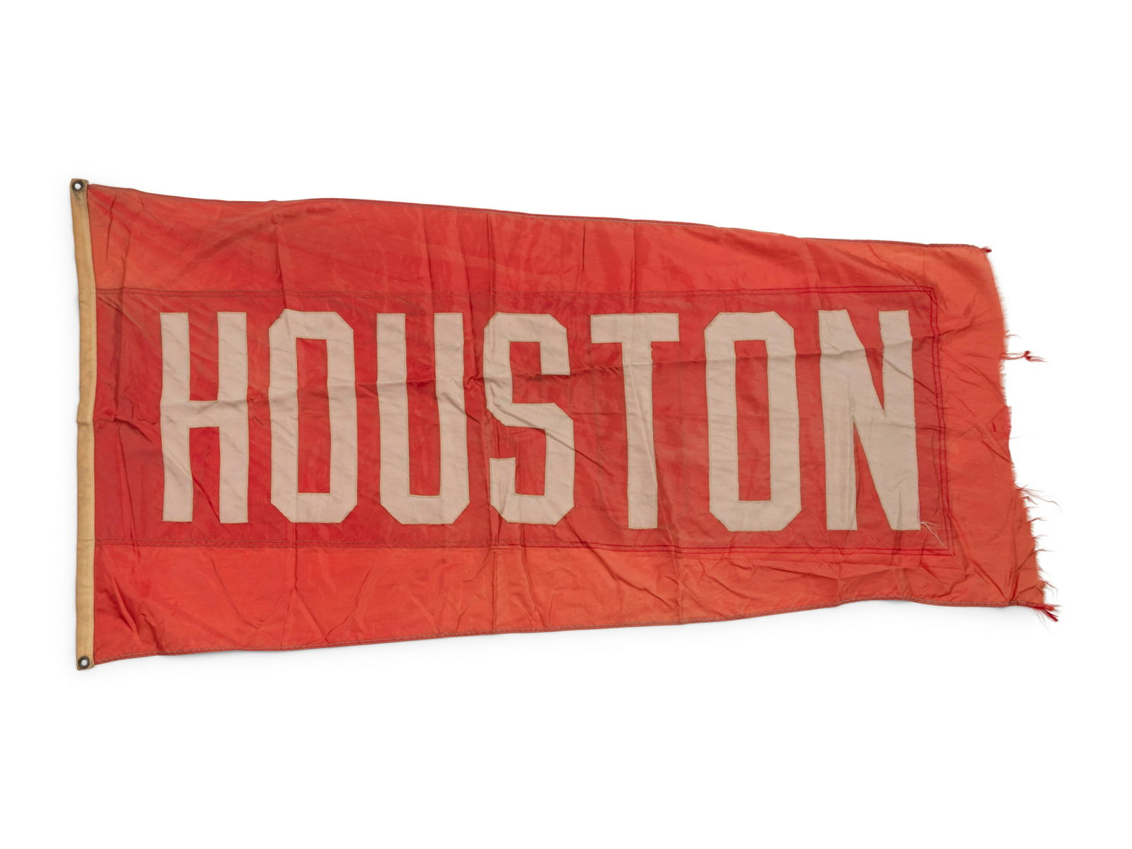 An Houston Flag Once Flown on Wrigley Field Scoreboard Collected by Former Chicago Cubs Wrigley: An Houston Flag Once Flown on Wrigley Field Scoreboard Collected by Former Chicago Cubs Wrigley Field Head Scorekeeper, Property from The Collection of Wrigley Field Head Scorekeeper Brian Helmus