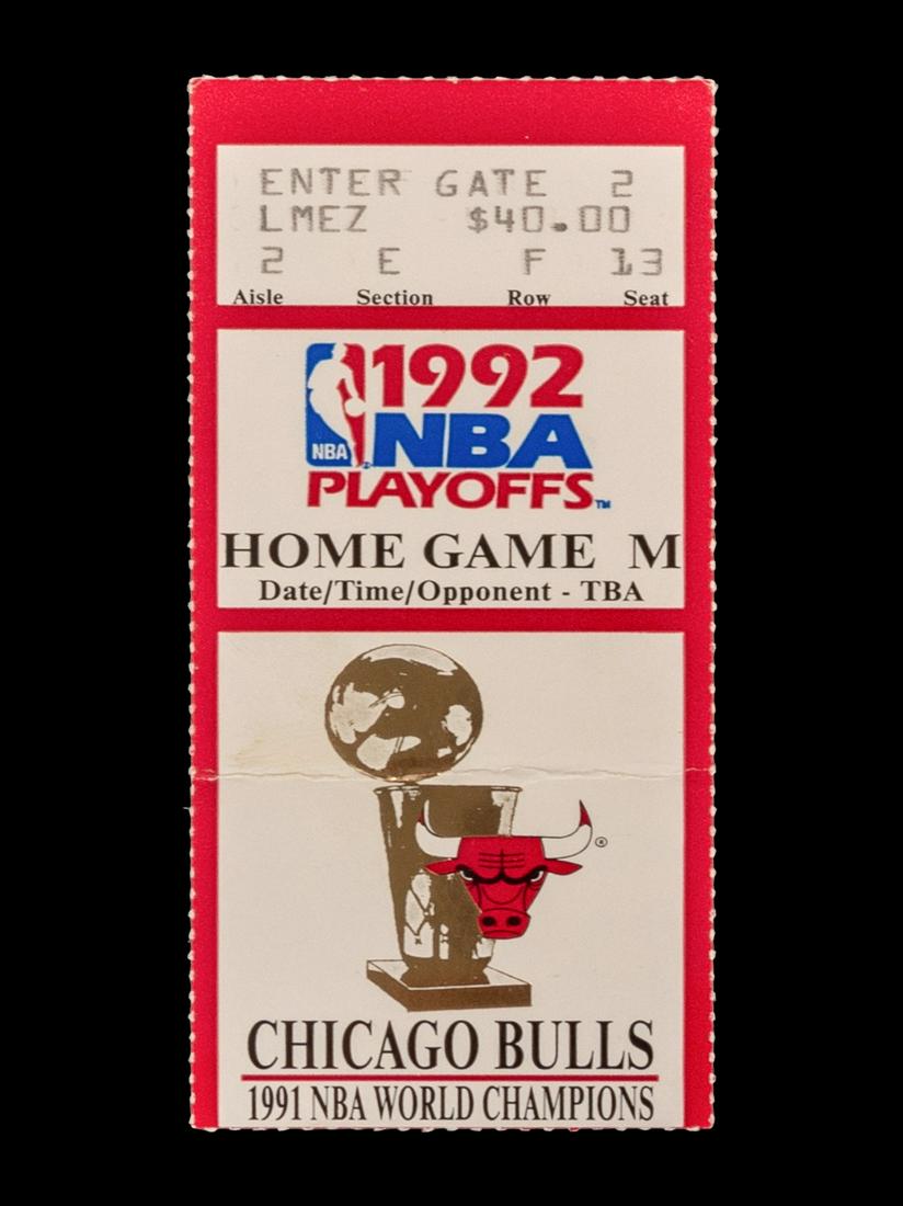 A 1992 Chicago Bulls vs. Portland Trail Blazers NBA Finals Game 6 Ticket Stub (Michael Jordan and (1 of 2)