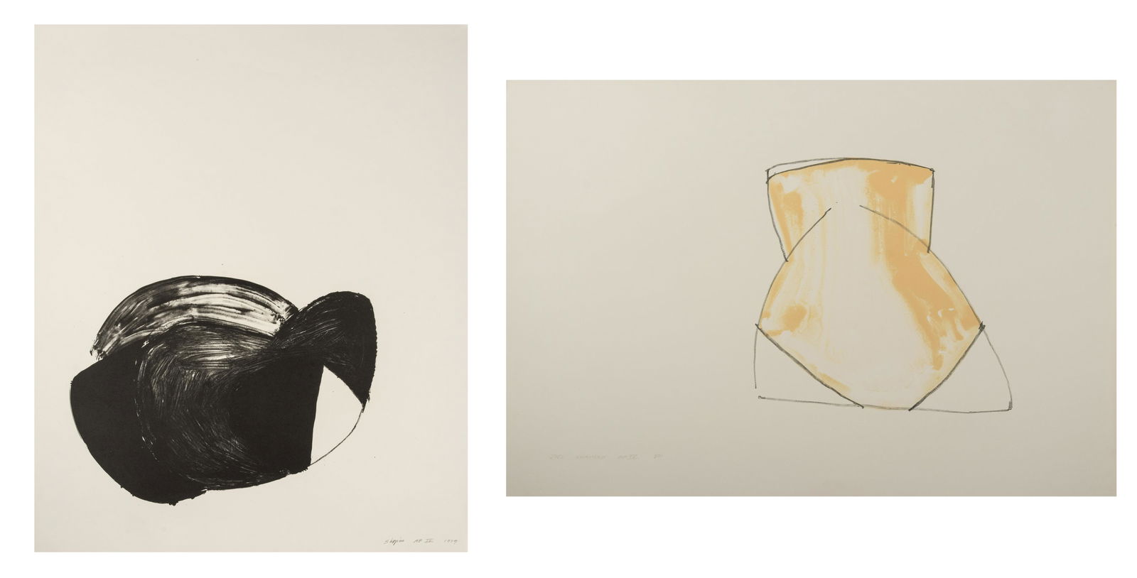 Joel Shapiro (American, b. 1941) A Pair of Prints (Untitled (Naples Yellow) andUntitled) (1 of 8)
